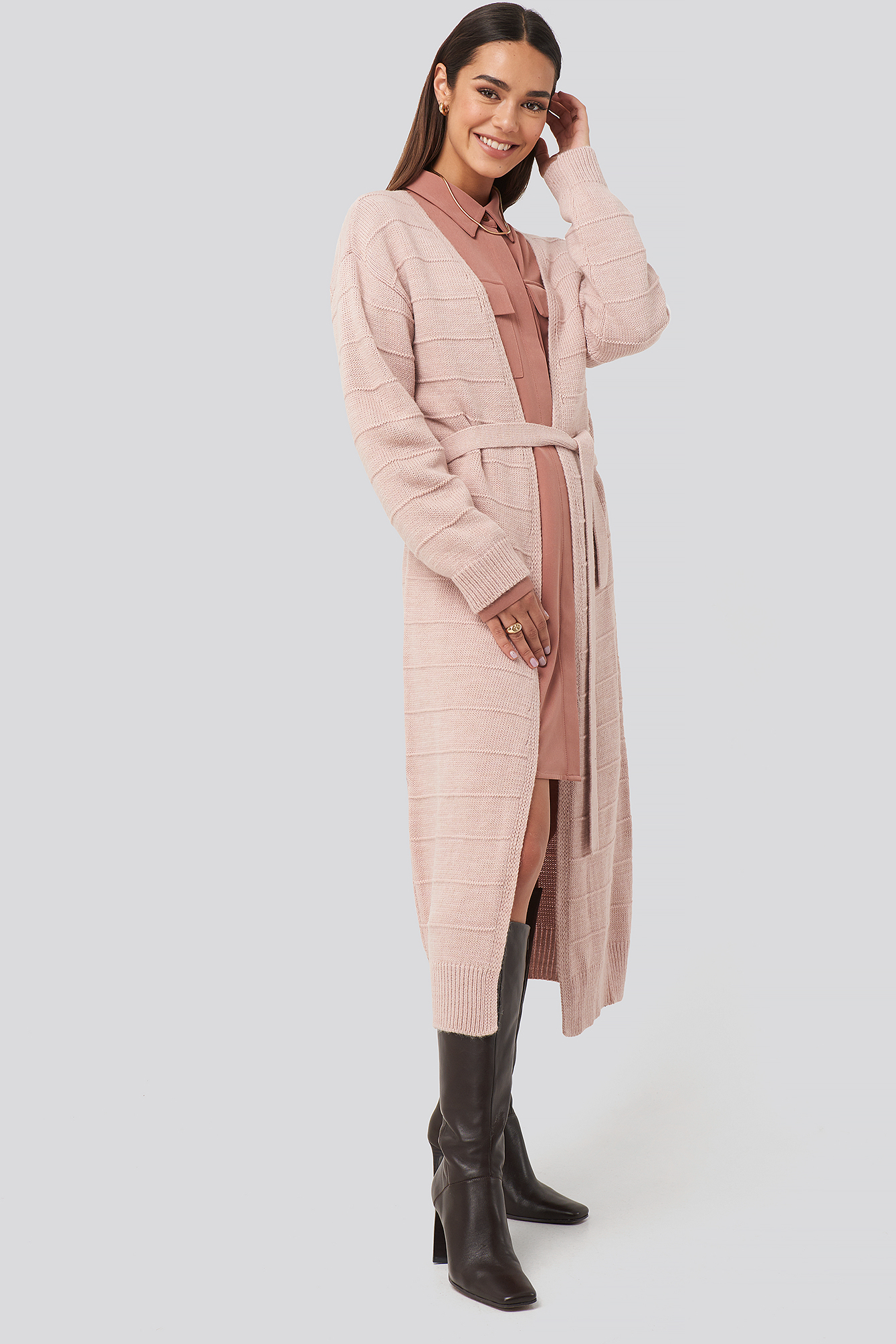 Shell NA-KD Belted Long Cardigan