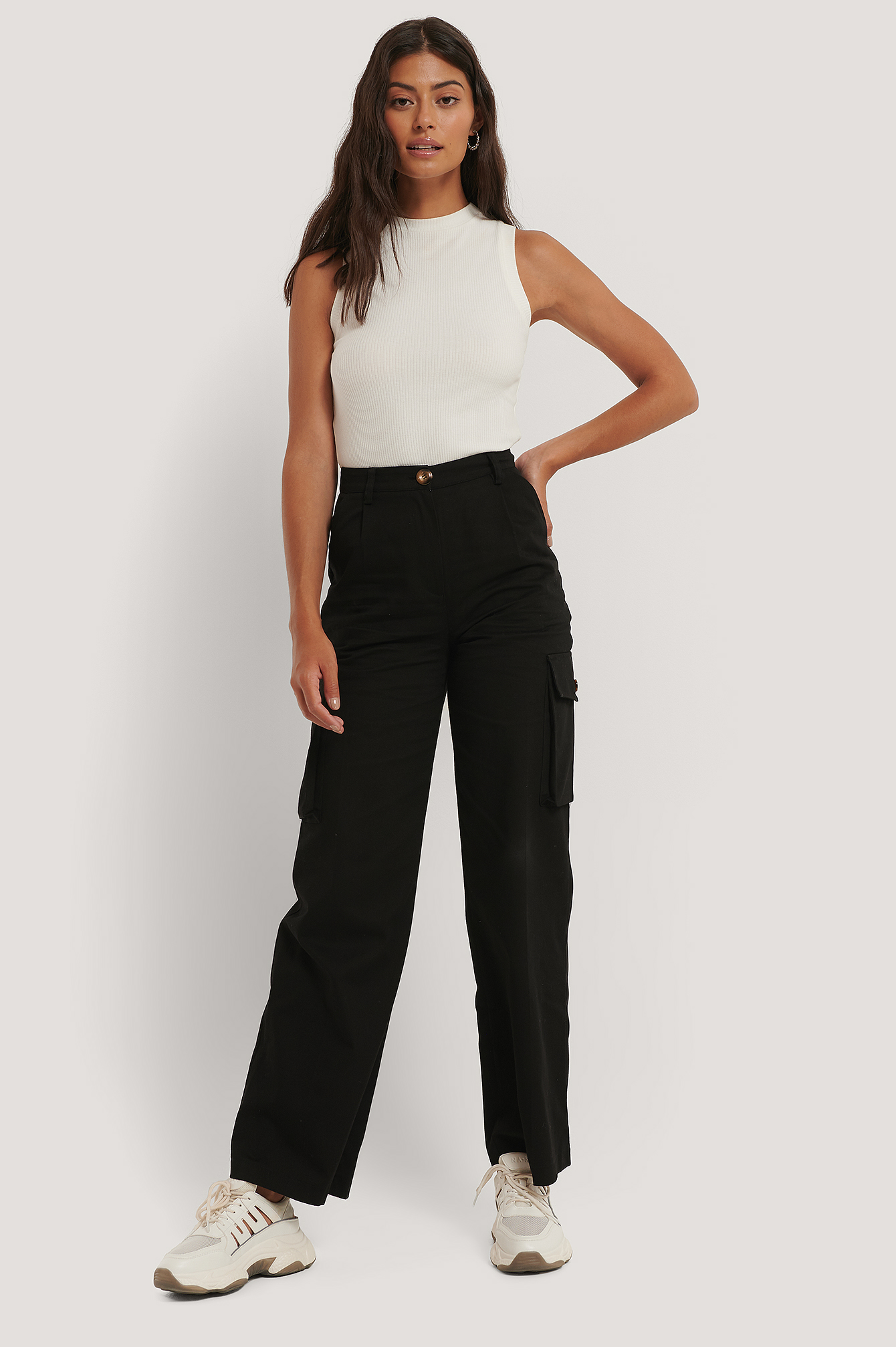 Black Big Pocket Cargo Pants