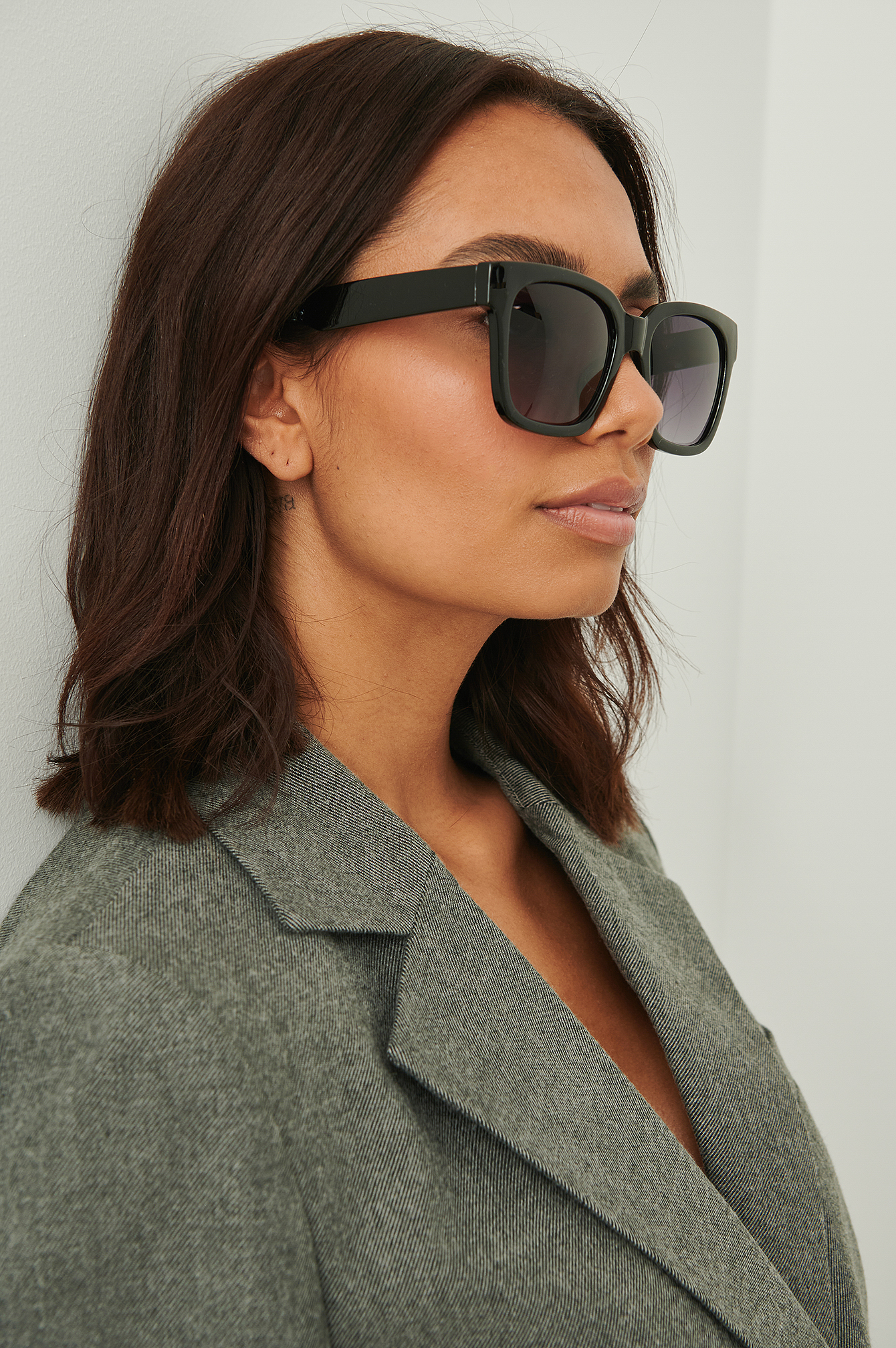 Grosses lunettes de soleil rondes recyclées Noir | na-kd.fr