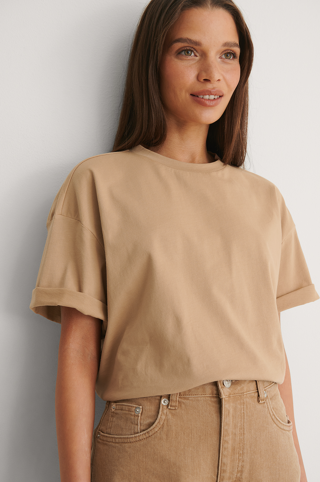 Dark Beige Biologique T-shirt Oversized Carré