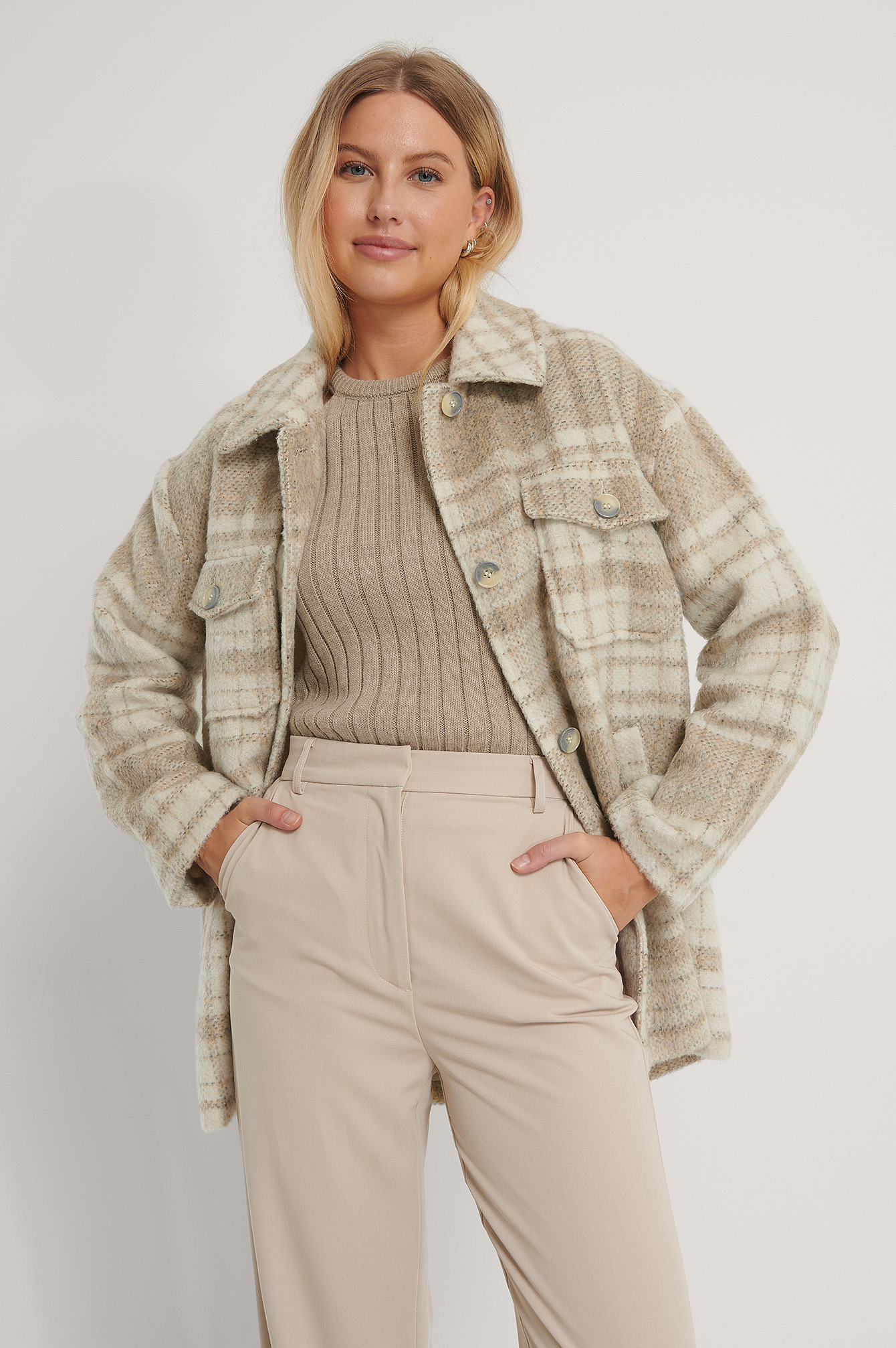 Checked Veste À Poches Poitrine