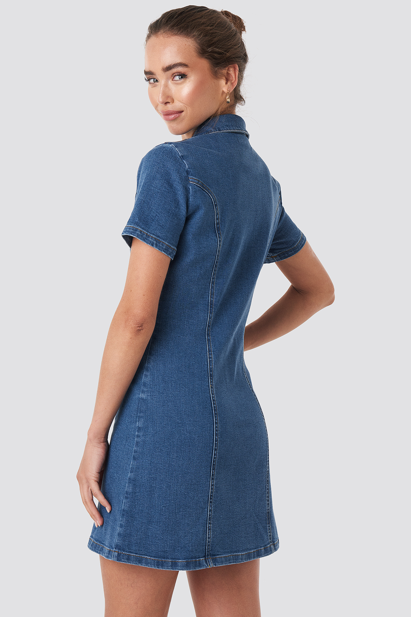 Button Up Denim Mini Dress Bleu nakd.fr