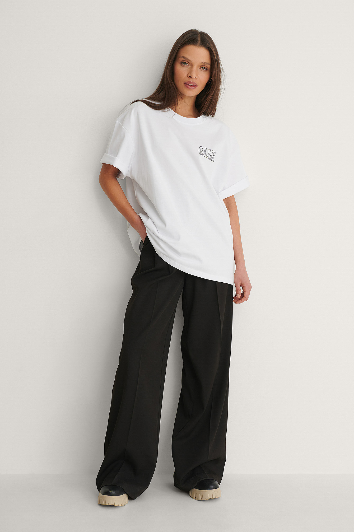 White Biologique T-Shirt Imprimé Calm