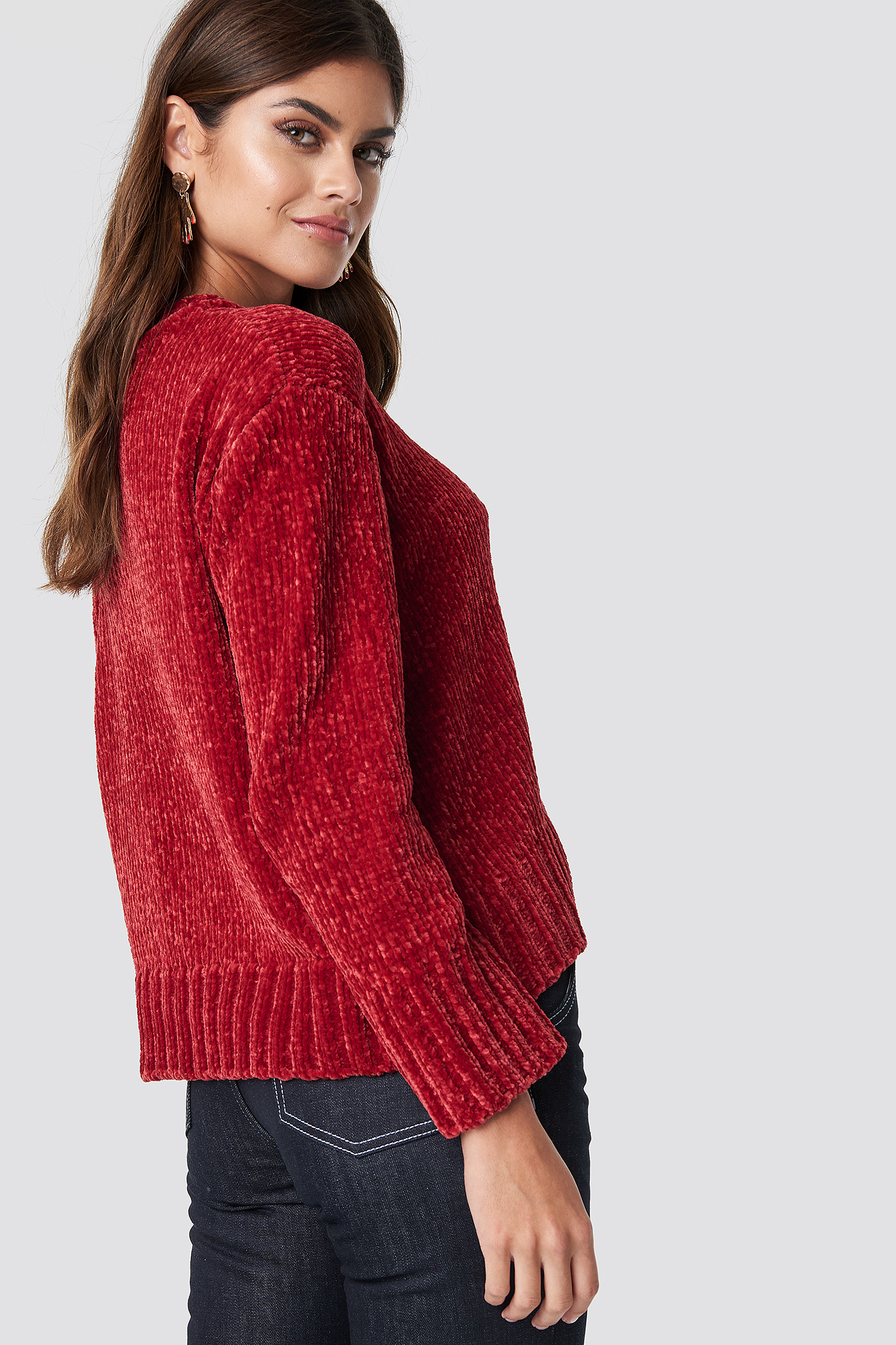 Chenille Knitted Sweater Rouge nakd.fr