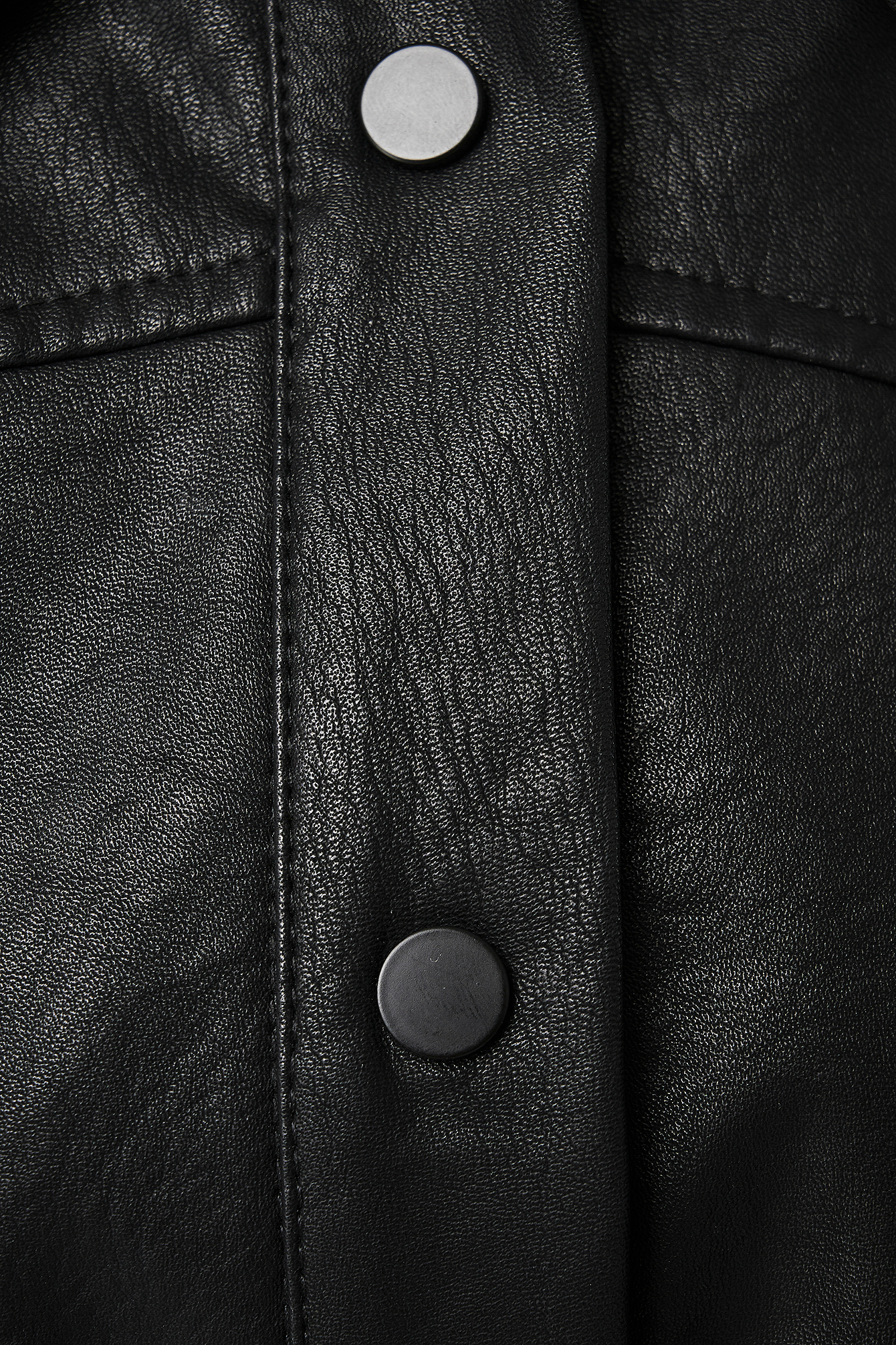 Black Chest Pocket Belted PU Jacket