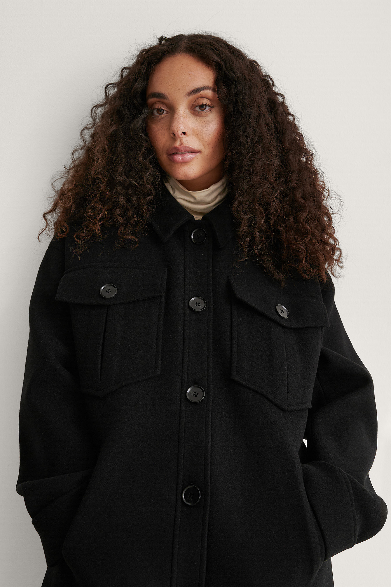 Black Manteau Long