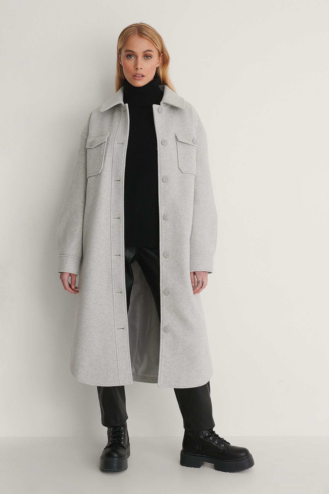 Light Grey Veste À Poches Poitrine