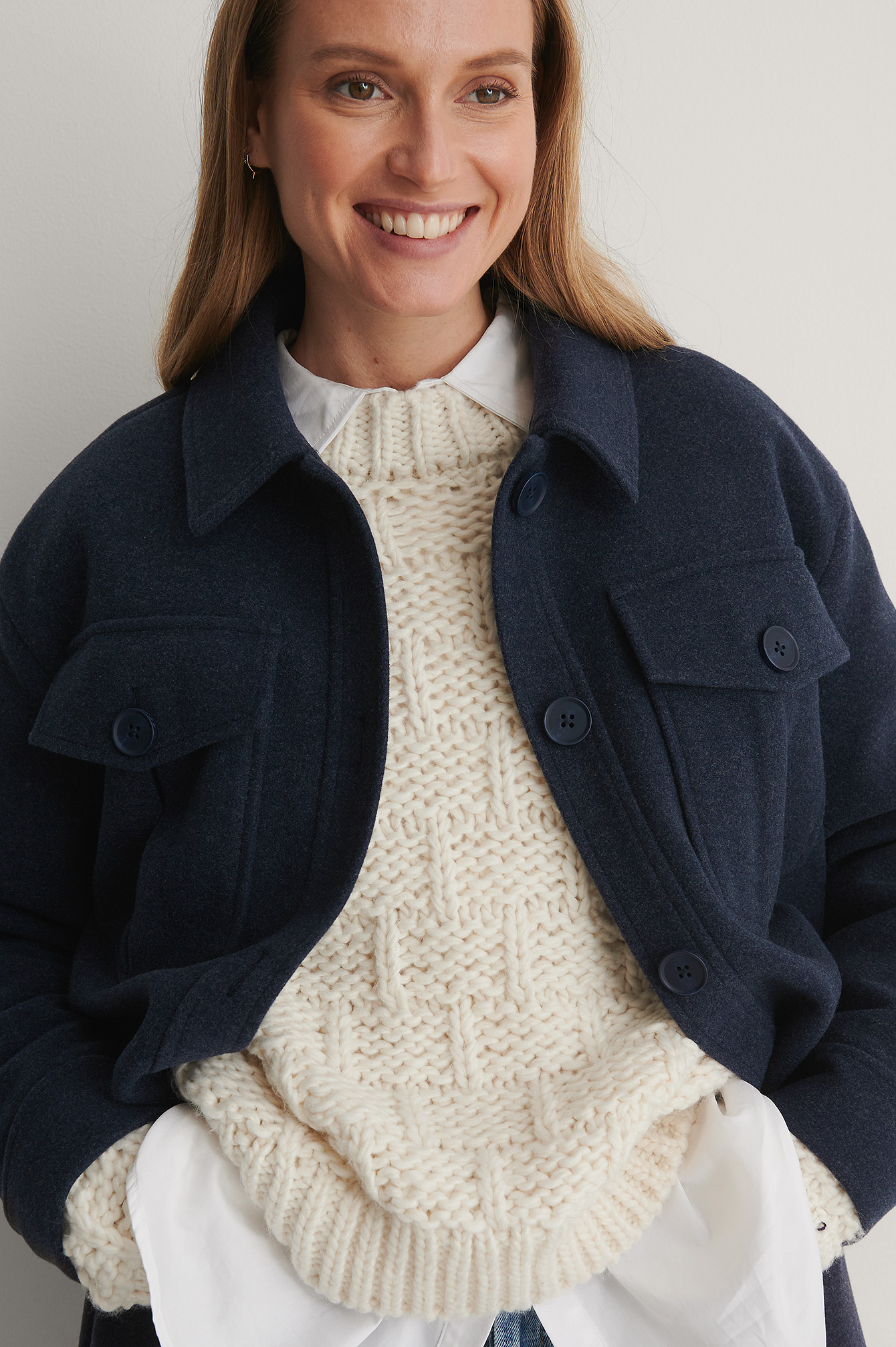 Dark Blue Manteau Long