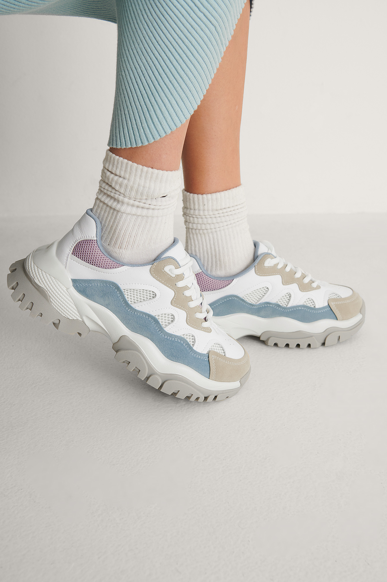 Lt blue combo Chunky Color Pop Trekking Sneakers