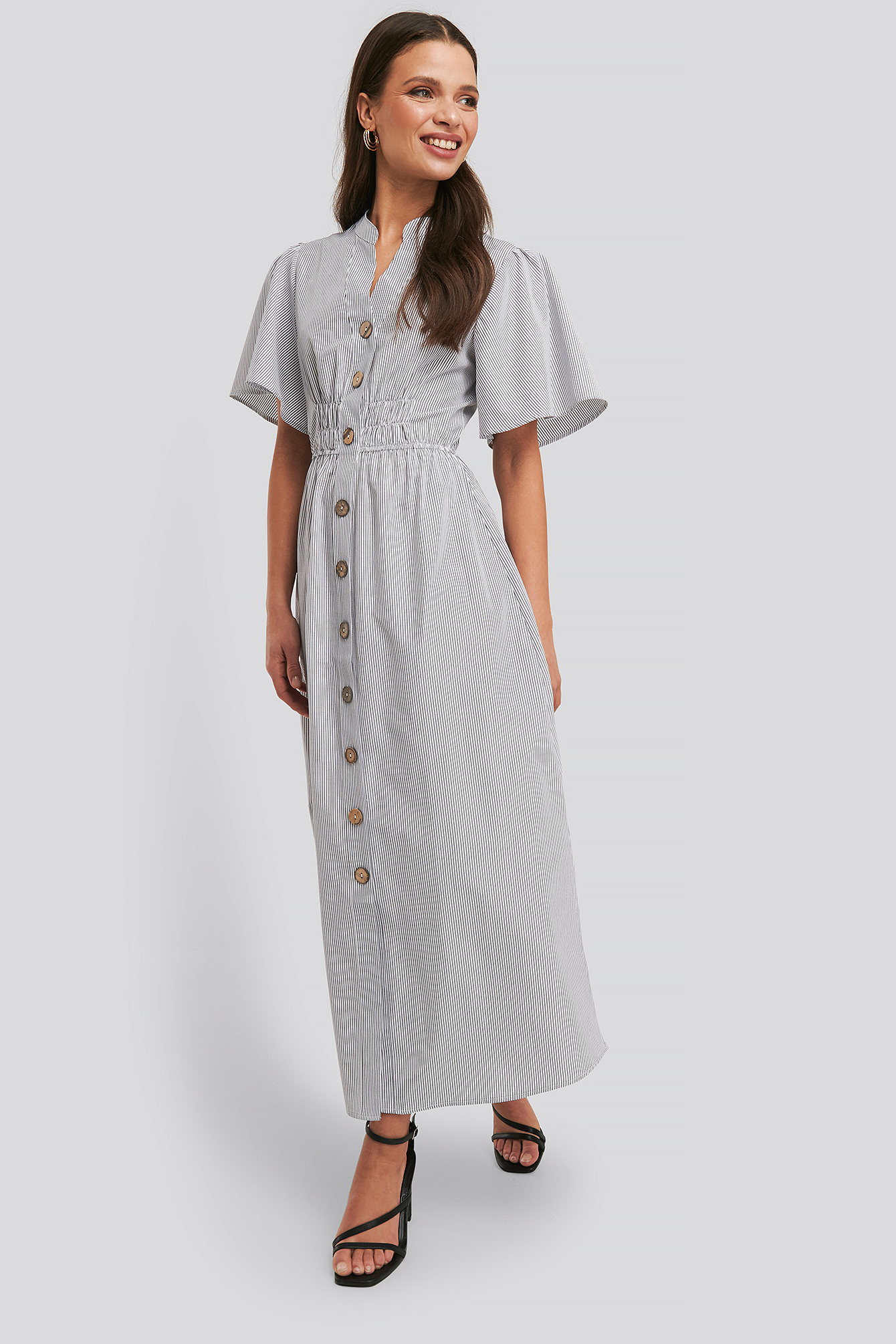 Cinched Waist Maxi Shirt Dress Multicolore nakd.fr