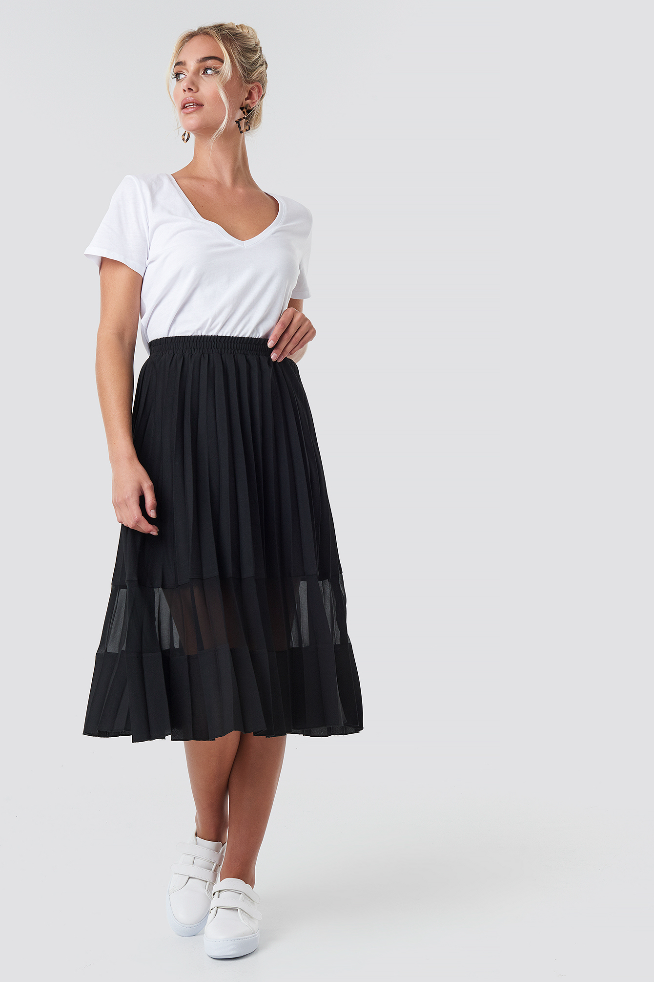 Black NA-KD Trend Co-ord Pleated Panel Midi Skirt