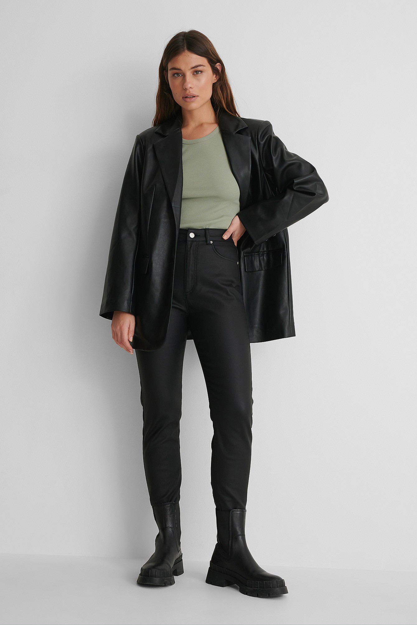 Black Jean Ajusté Enduit