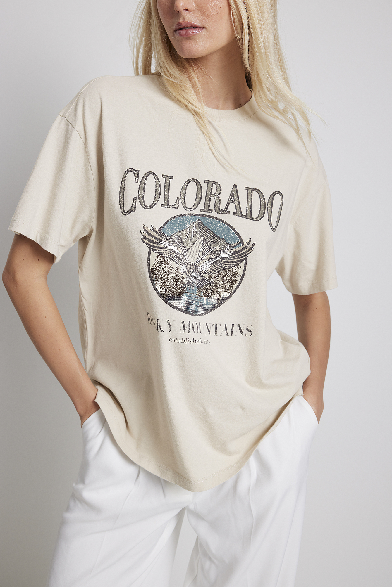 Light Beige T-shirt à imprimé Colorado