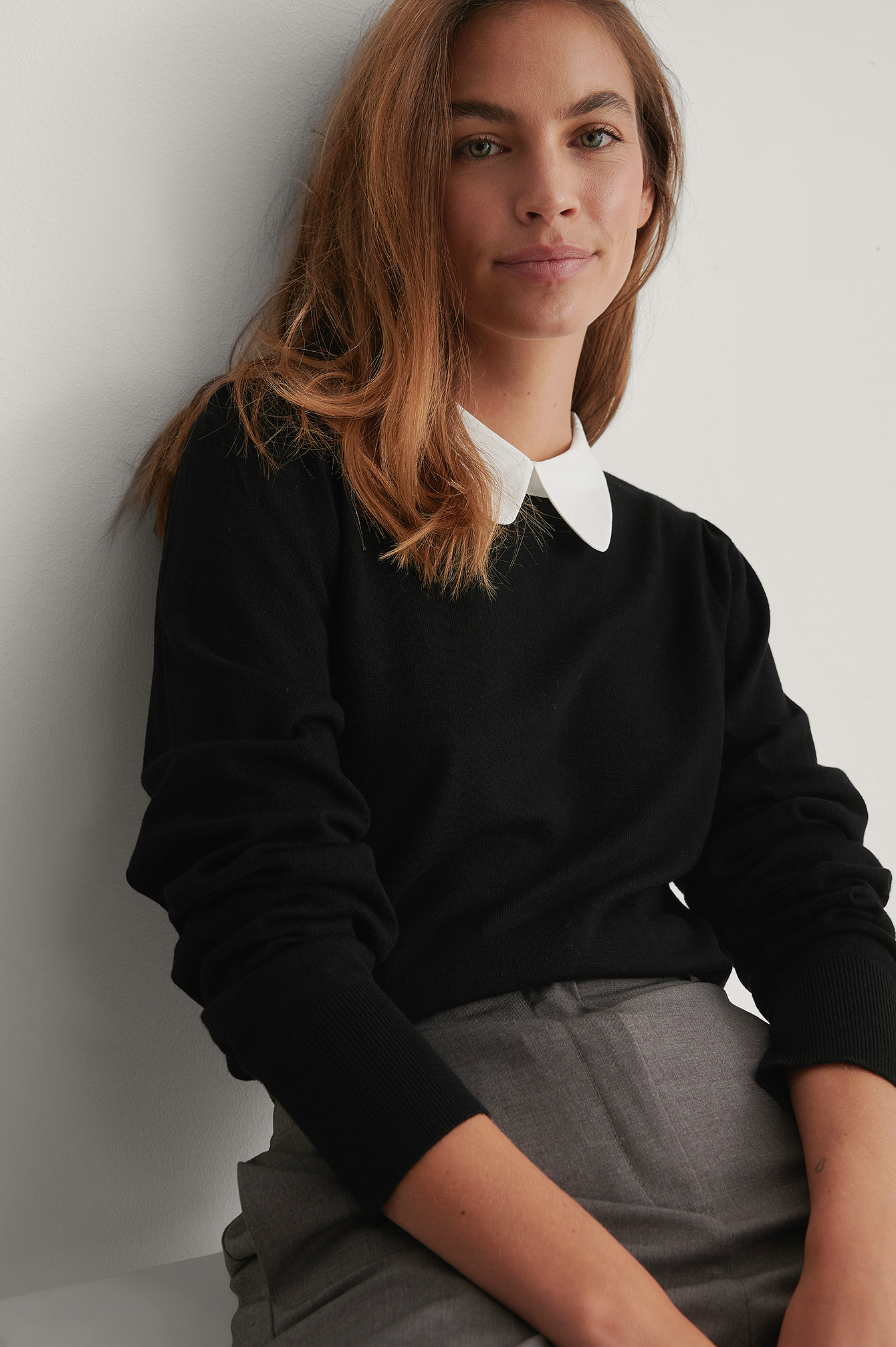 Black Pull En Tricot À Col Montant