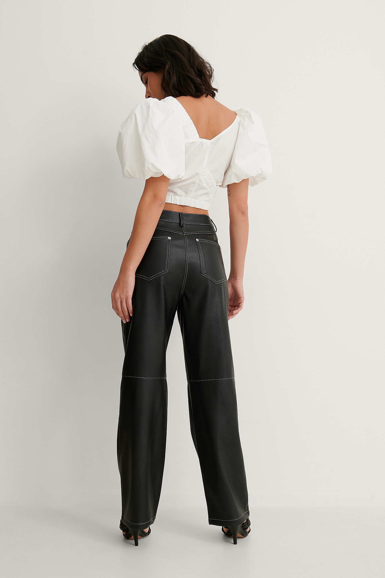 Black Pantalon Faux Cuir