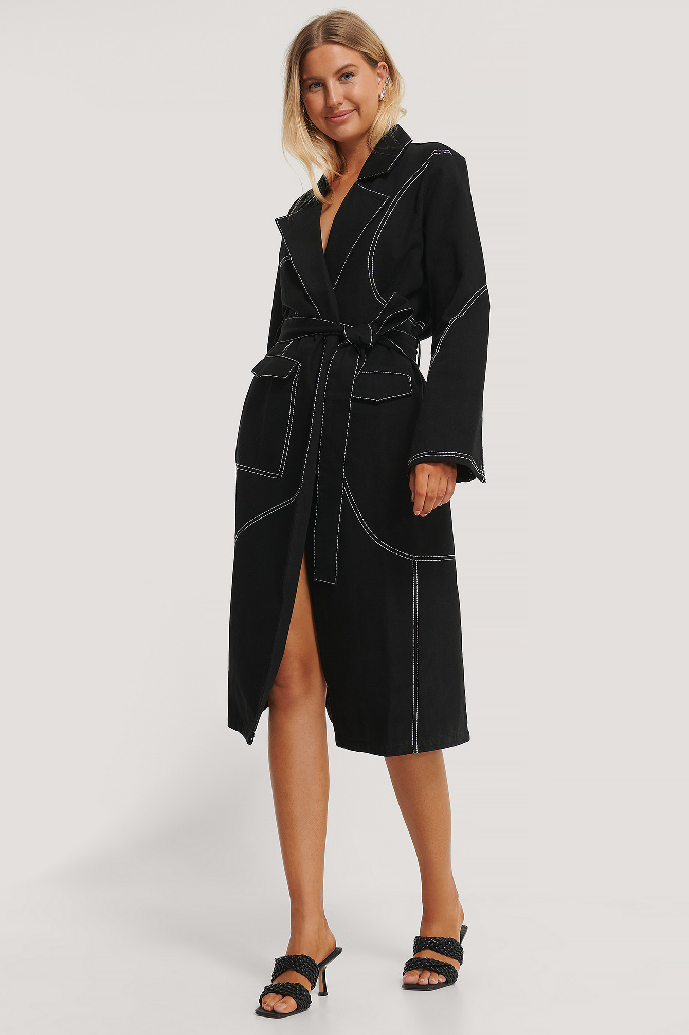 Jet Black Manteau Long