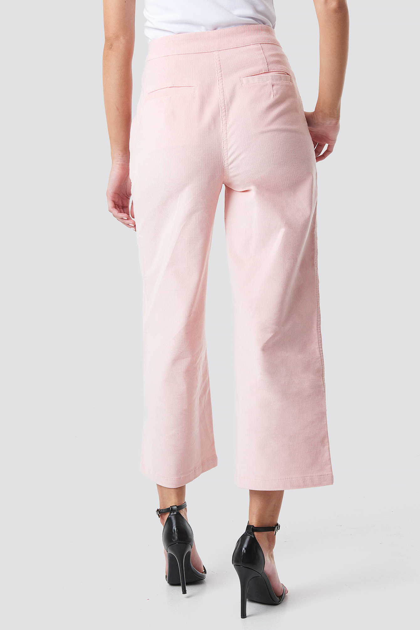 Rose Quartz Corduroy Cropped Straight Trousers
