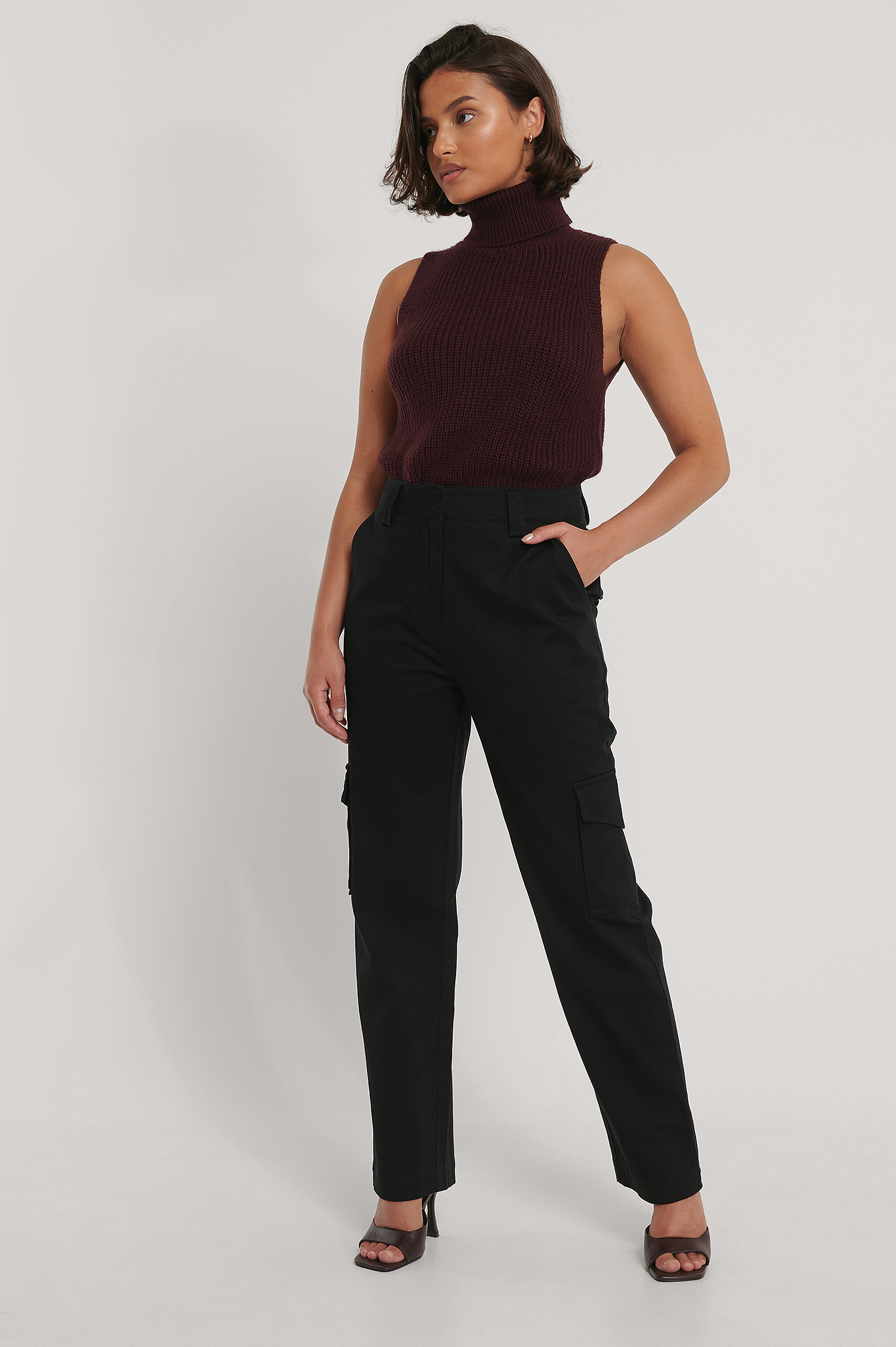 Black Pantalon Cargo À Poches