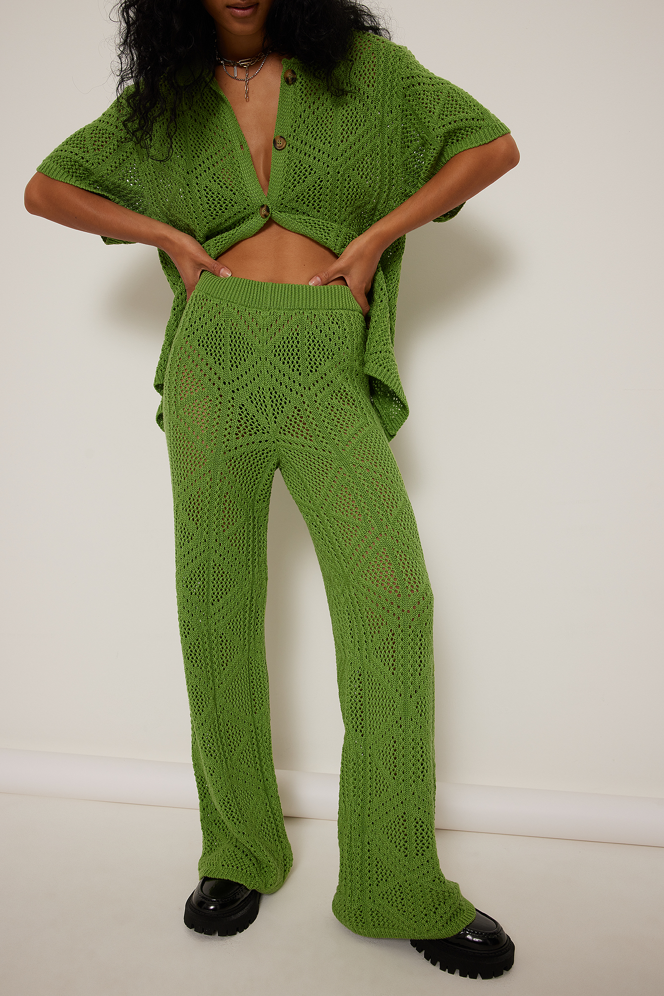 Green Pantalon en crochet