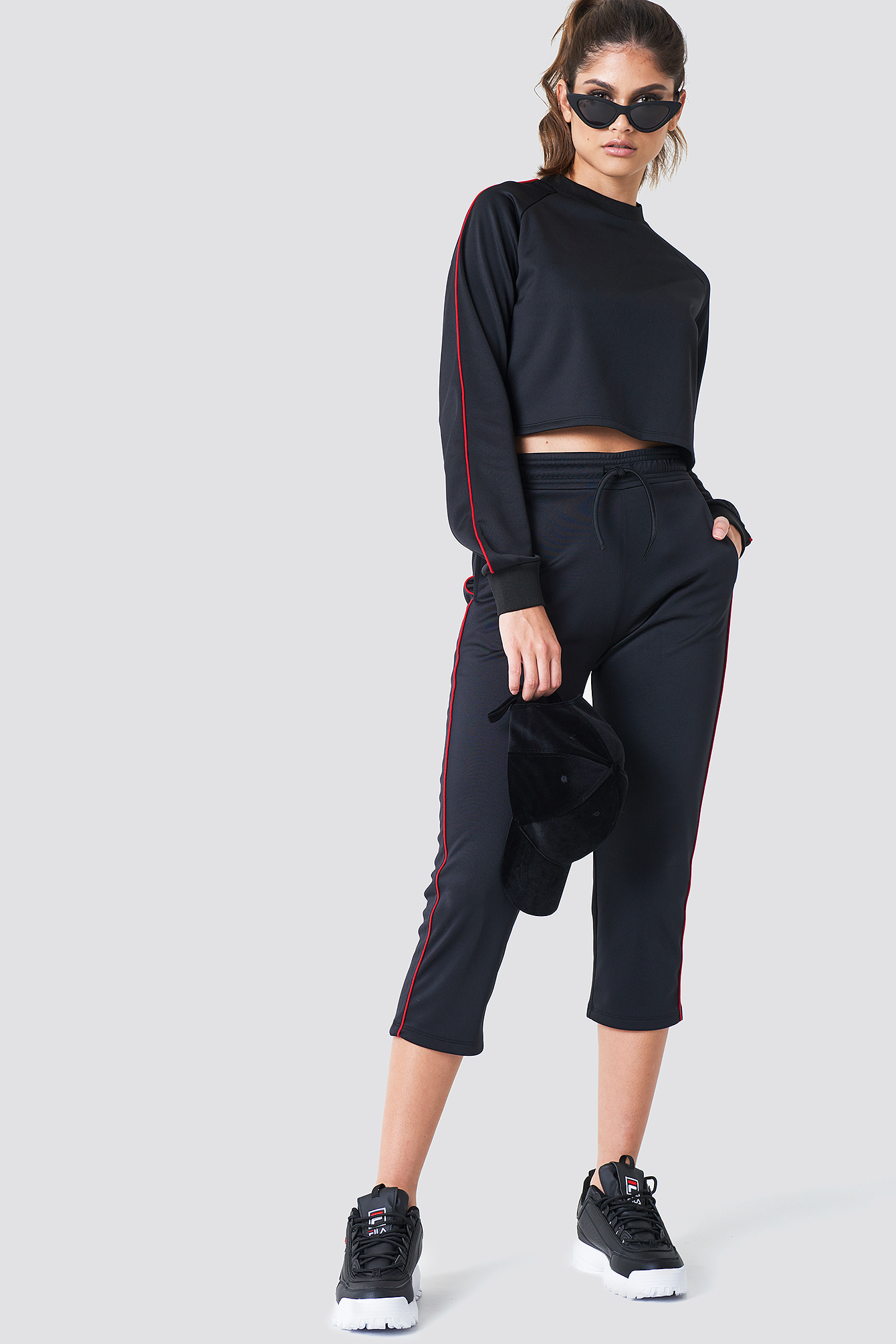 Red NA-KD Cropped Track Pants