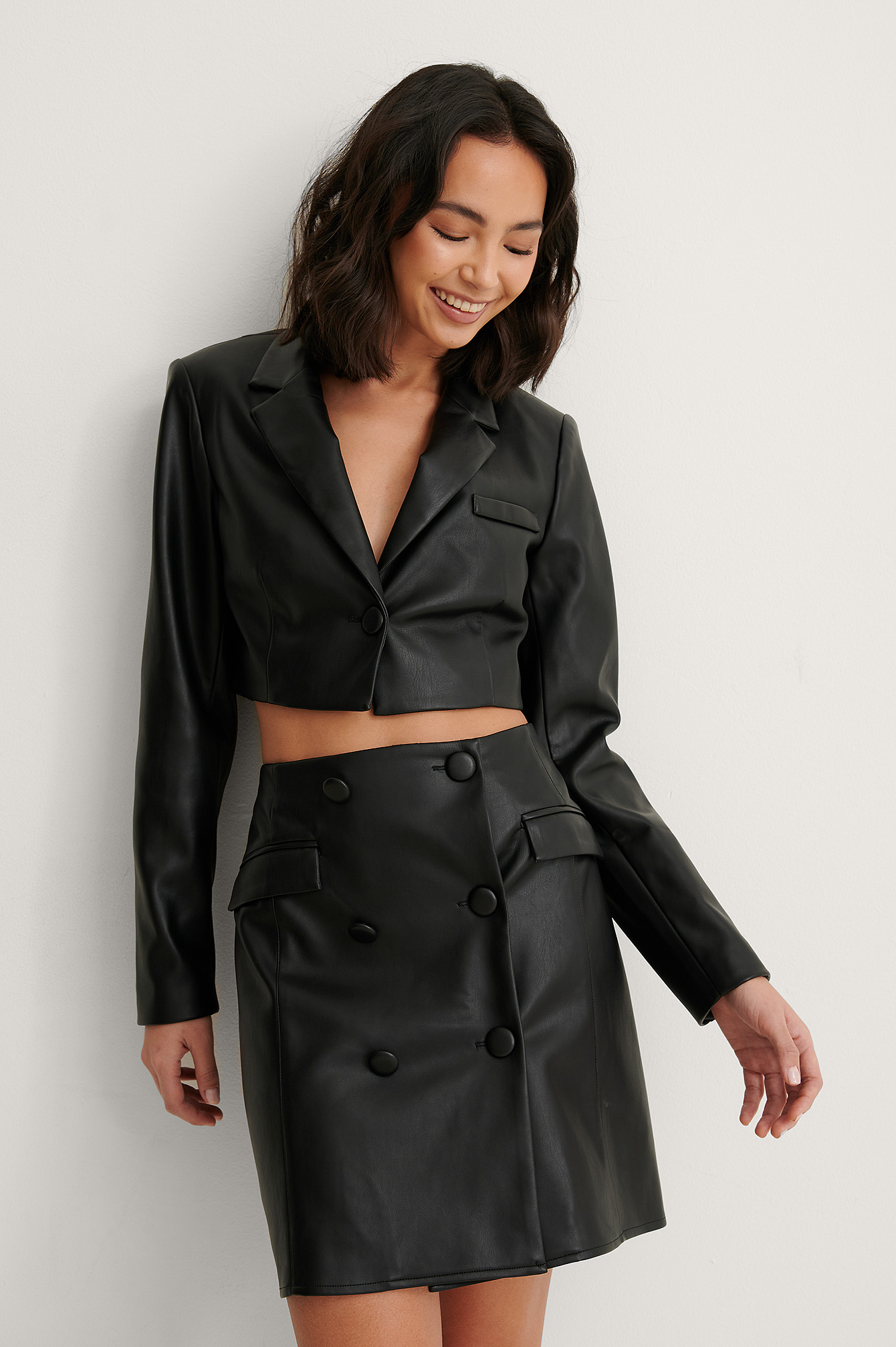 Black Blazer Faux Cuir