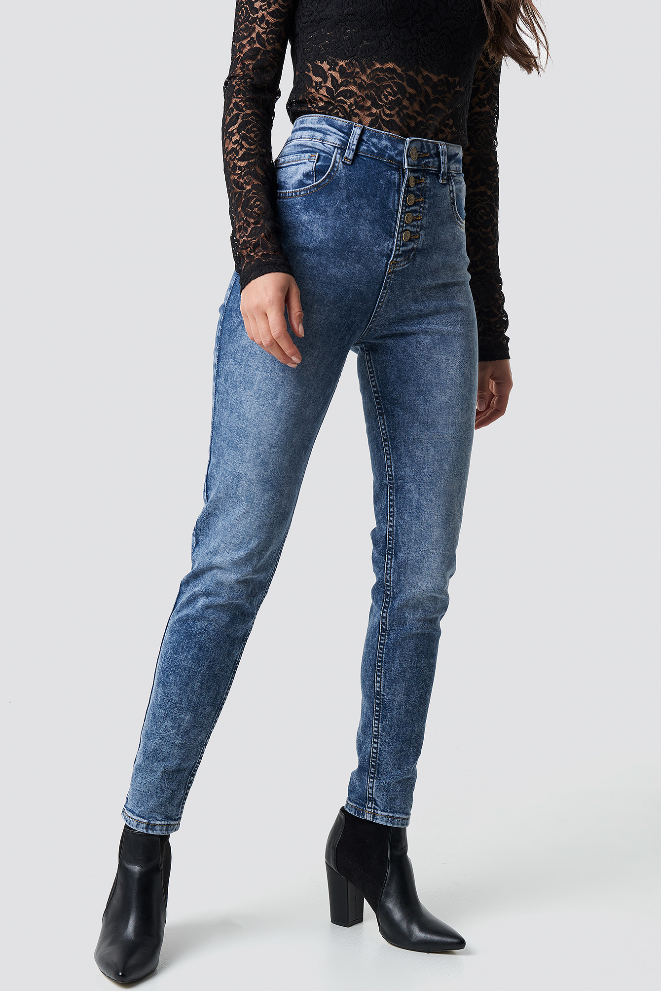 Mid Blue Cropped Skinny Jeans