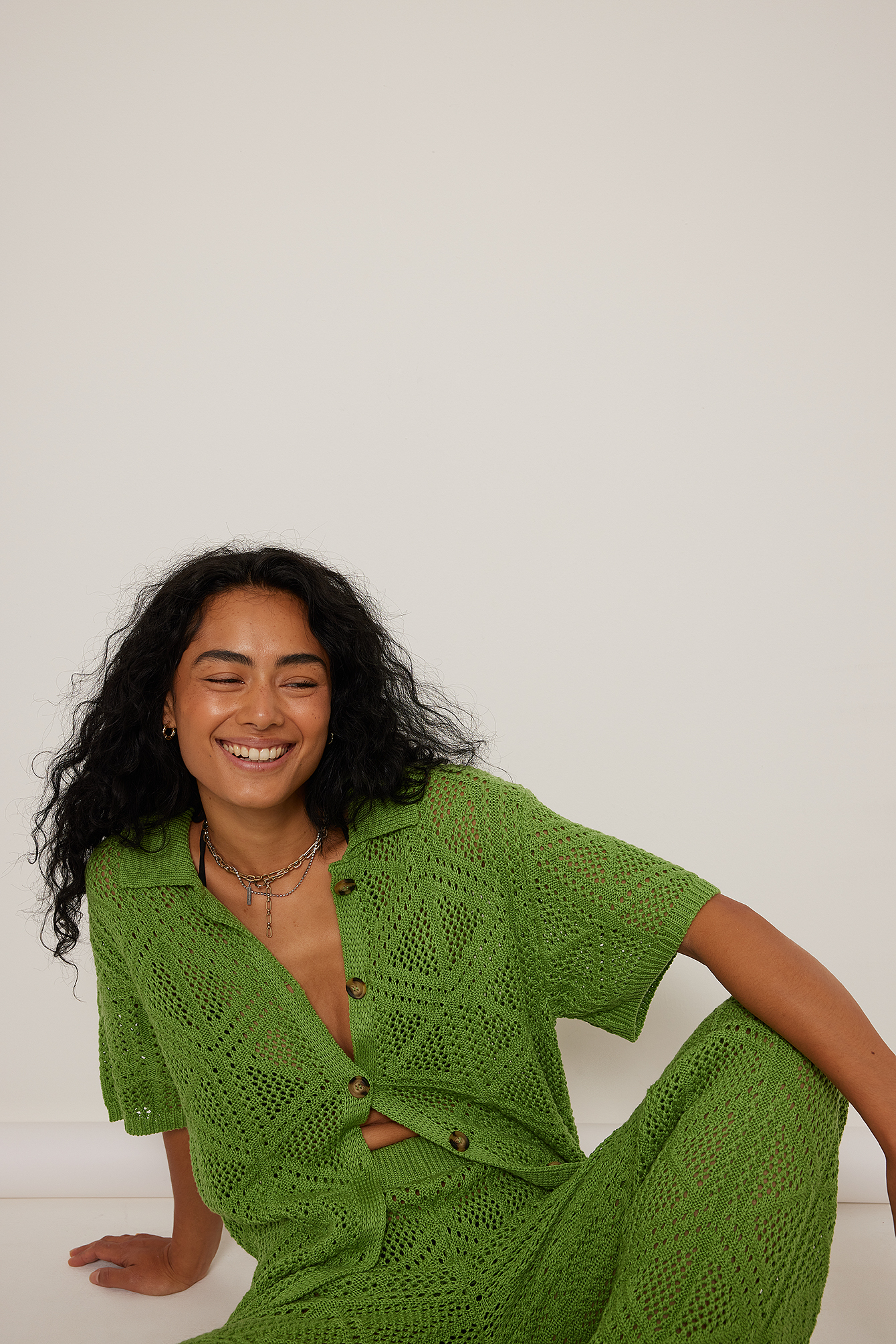 Green Chemise tricotée au crochet