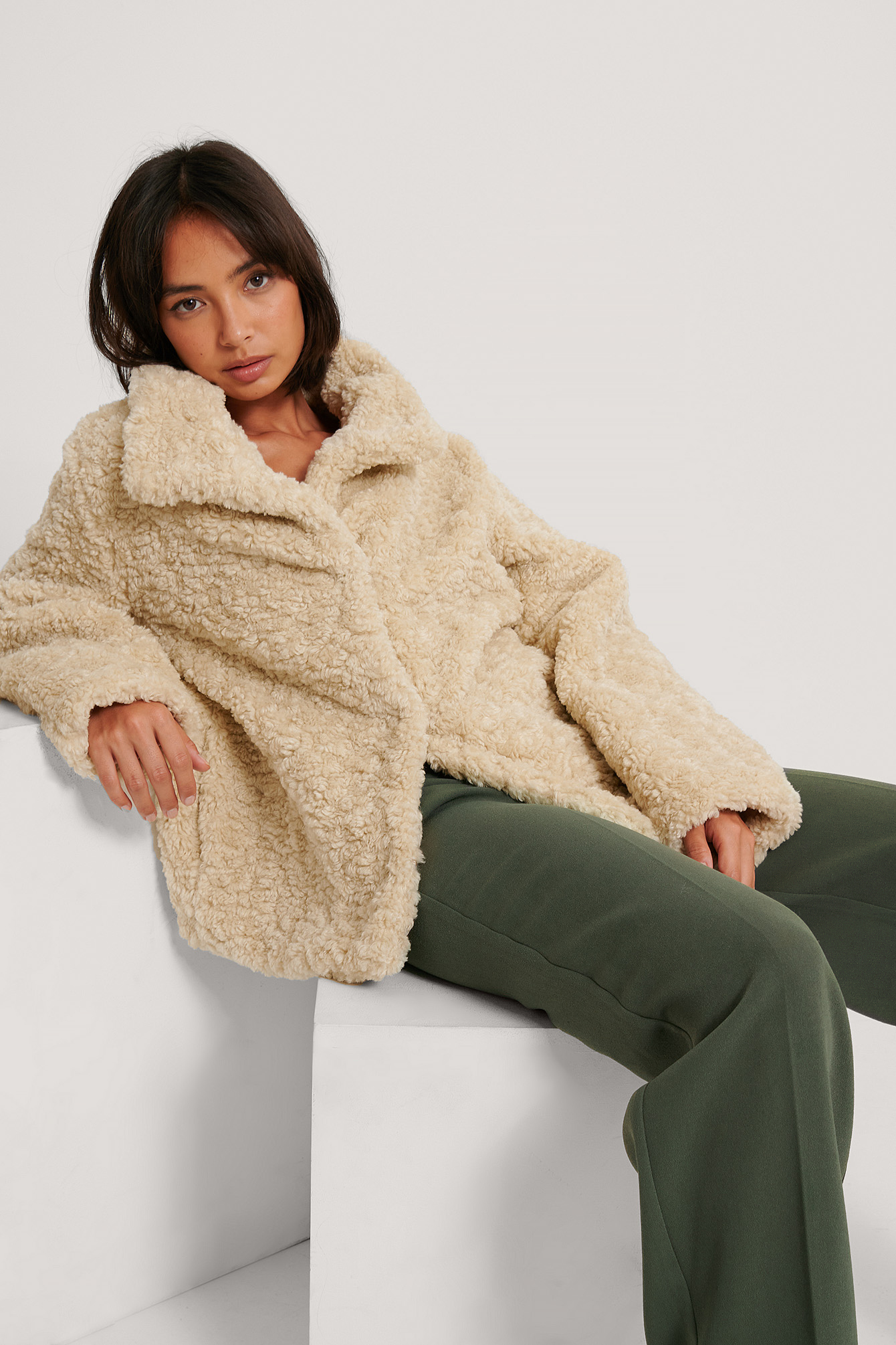 White Veste En Peluche Bouclée