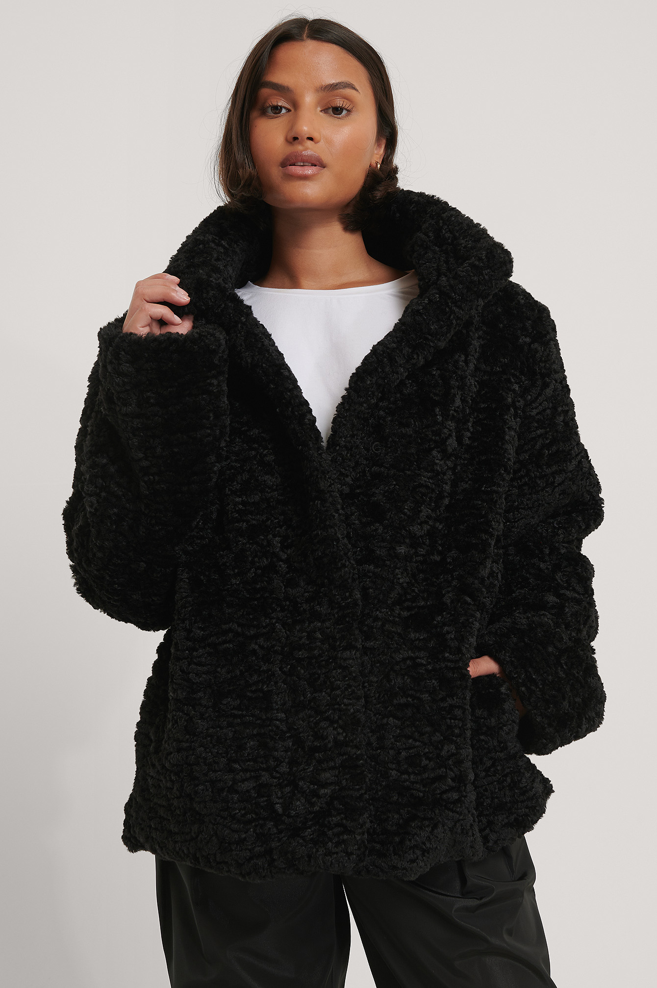 Black Veste En Peluche Bouclée