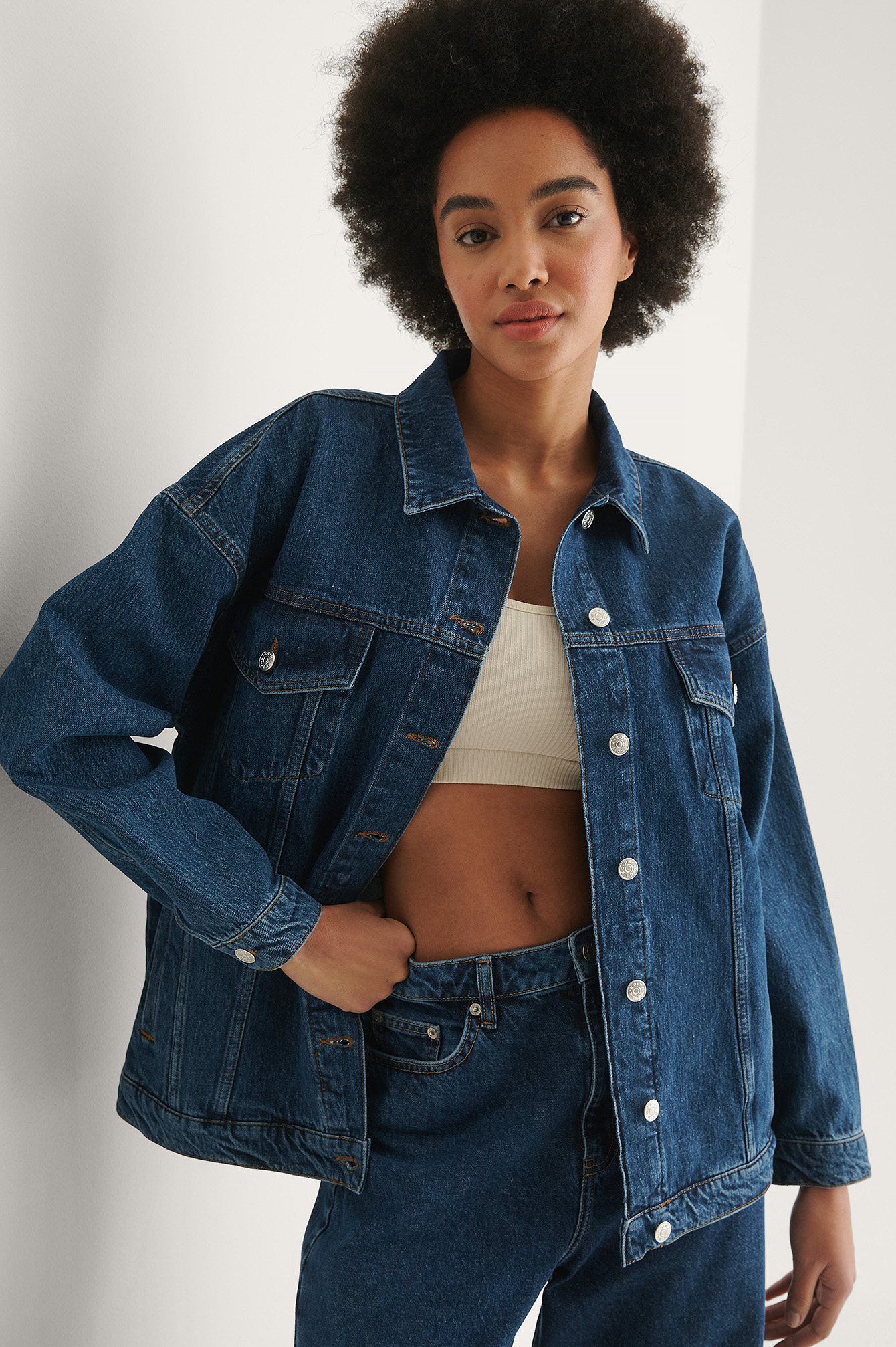 Mid Blue Biologique Veste En Jean Surdimensionnée