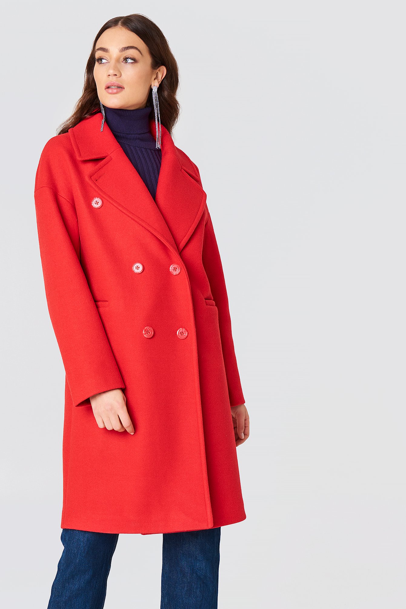 double breasted red coat