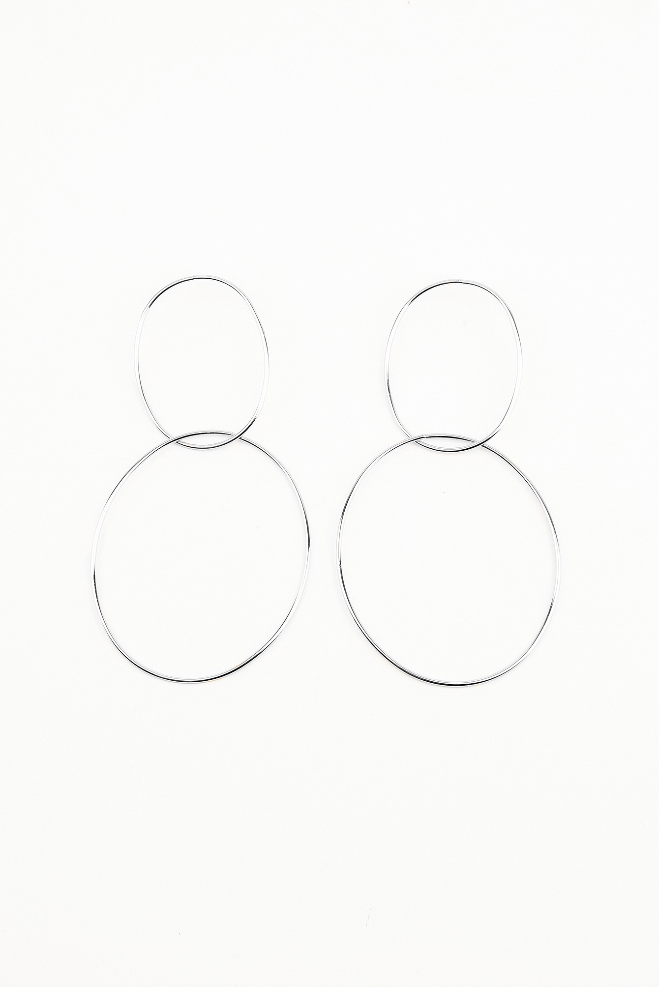 Silver Double Ring Earrings