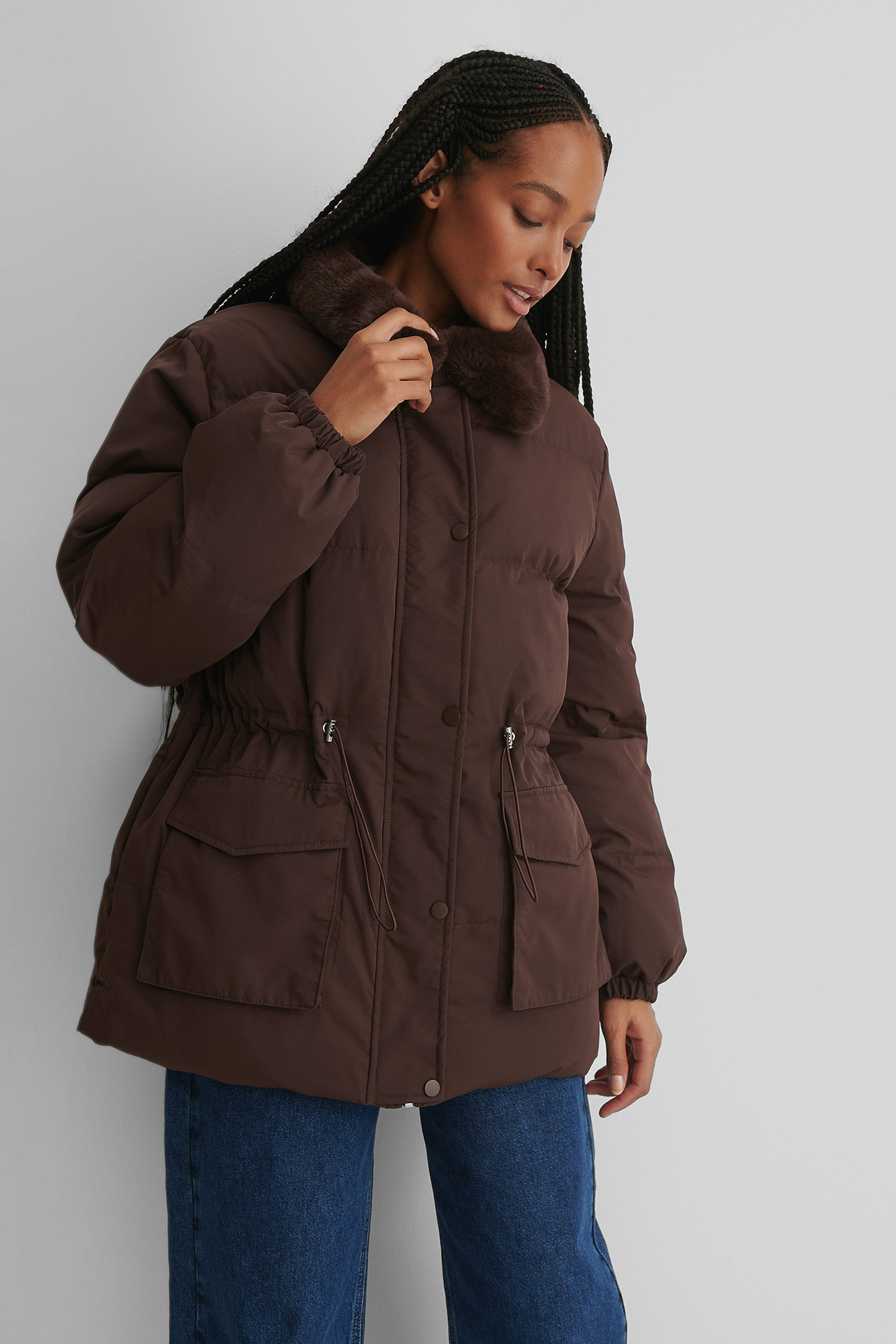 Brown Veste En Fausse Fourrure