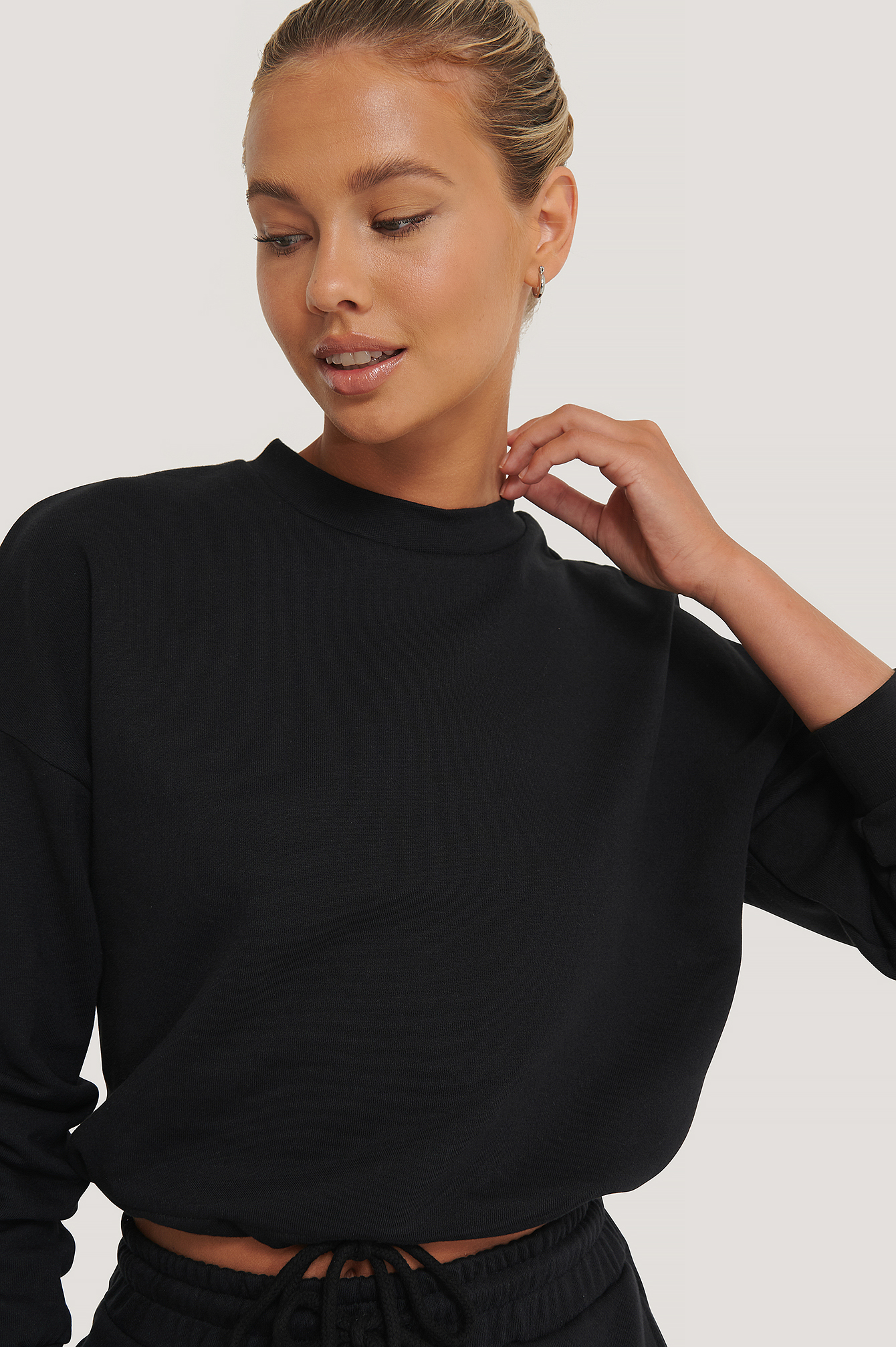 Black Biologique Sweatshirt À Cordon