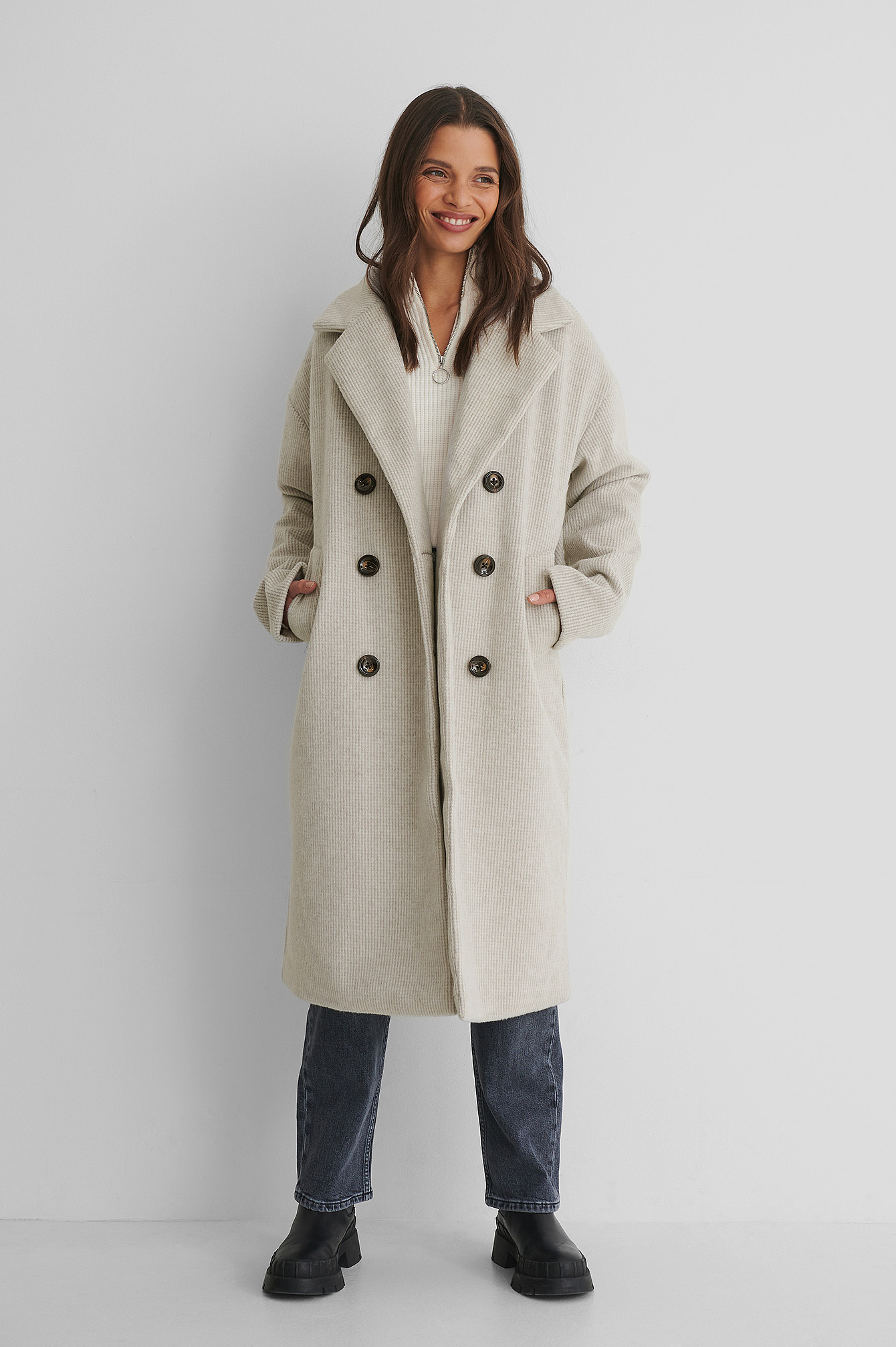 White/Grey Manteau Long