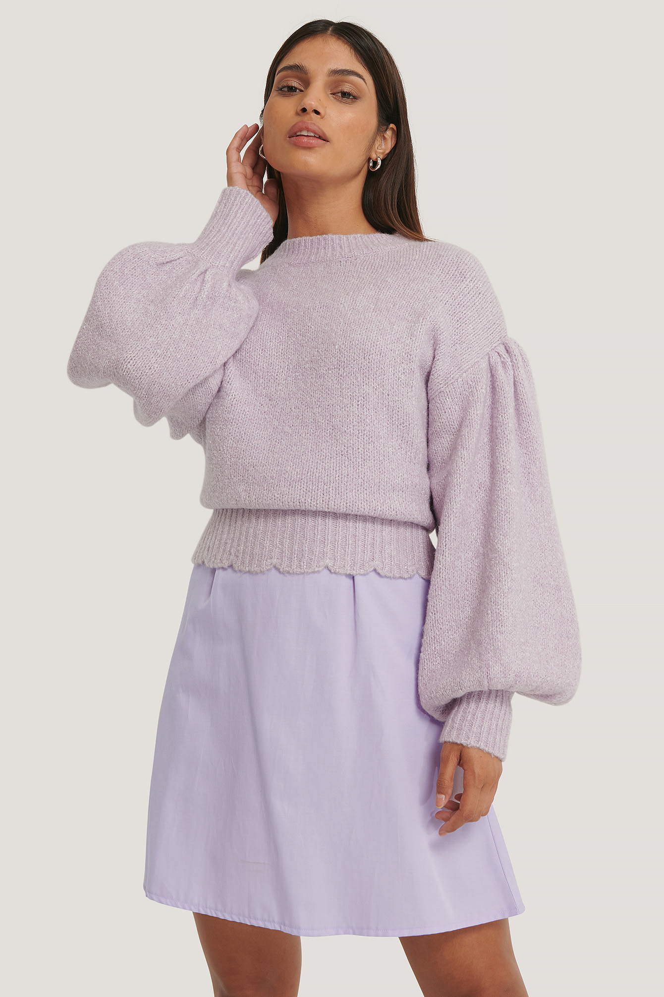 Lilac Dropped Sleeve Knitted Sweater