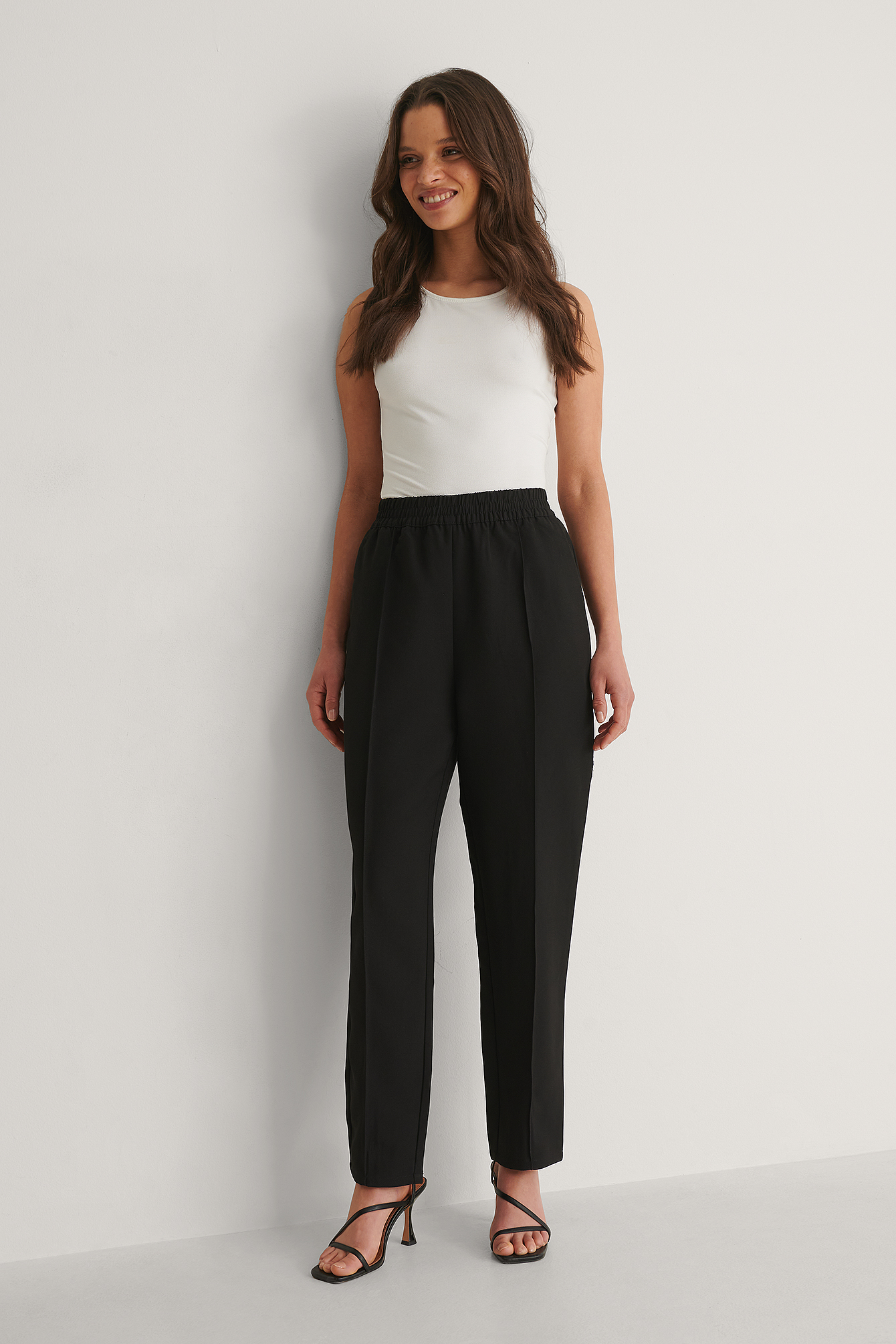 Black Elastic Waist Seamline Pants