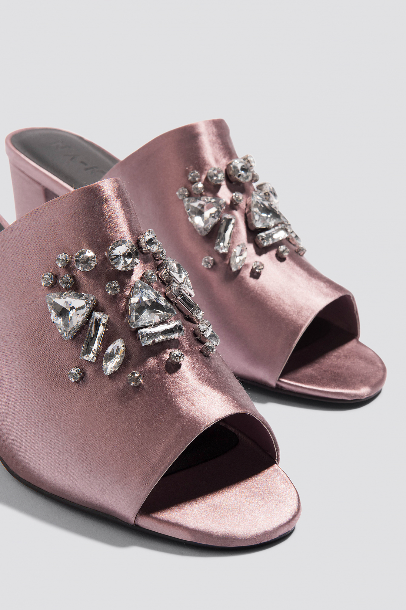 Dusty Dark Pink Embellished Mule Sandals