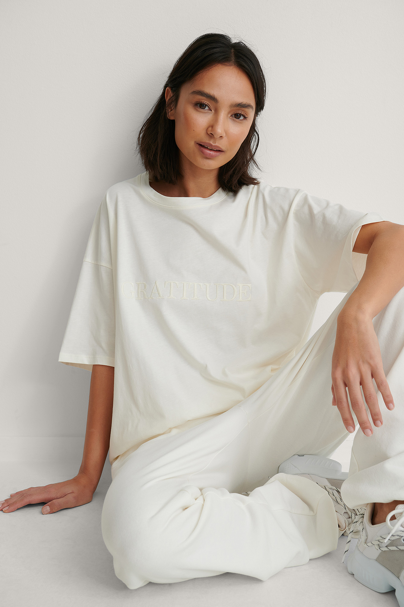Offwhite Biologique T-shirt Boxy Broderie