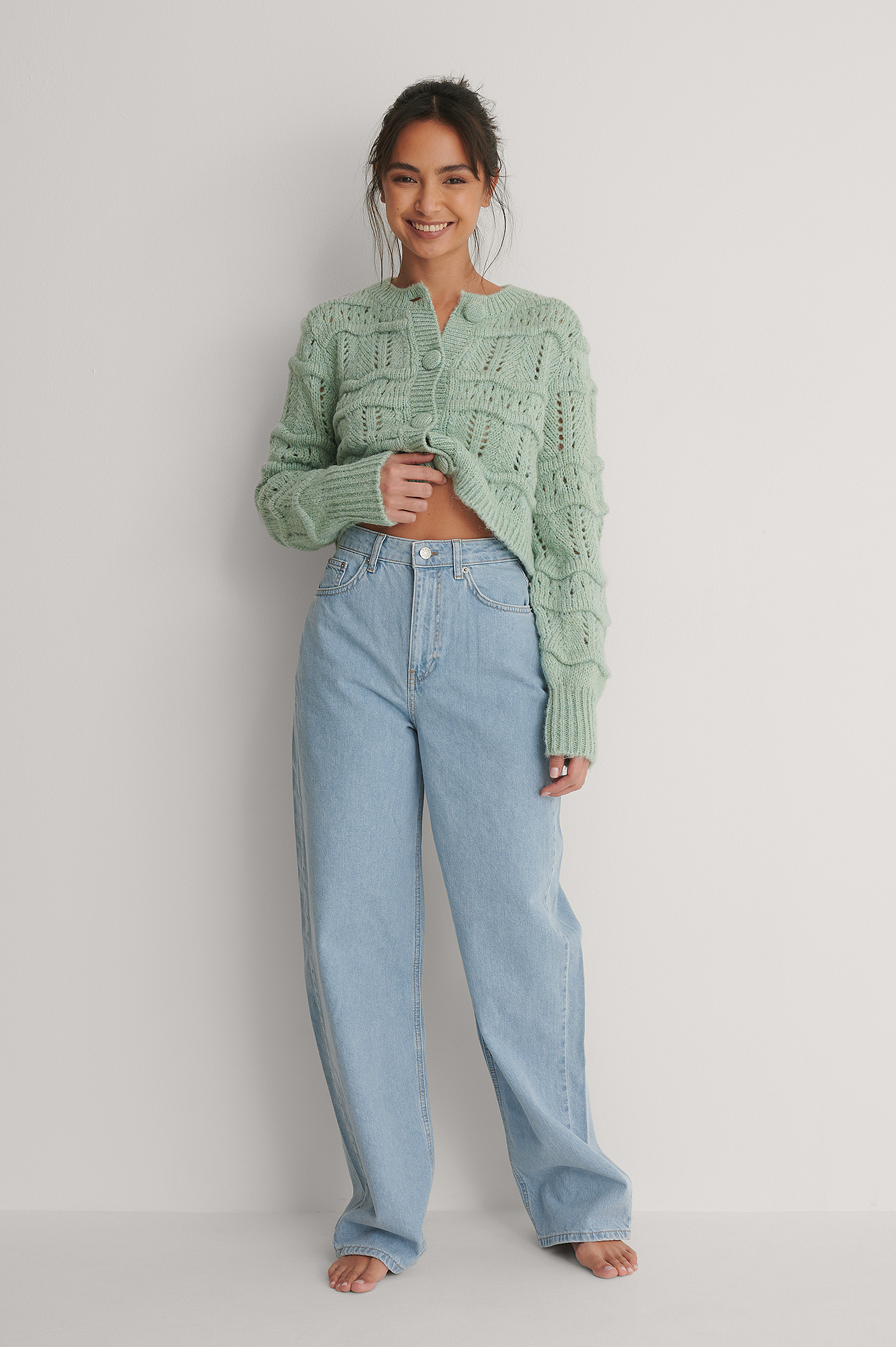 Vintage Blue Biologiques Jean Large Taille Haute