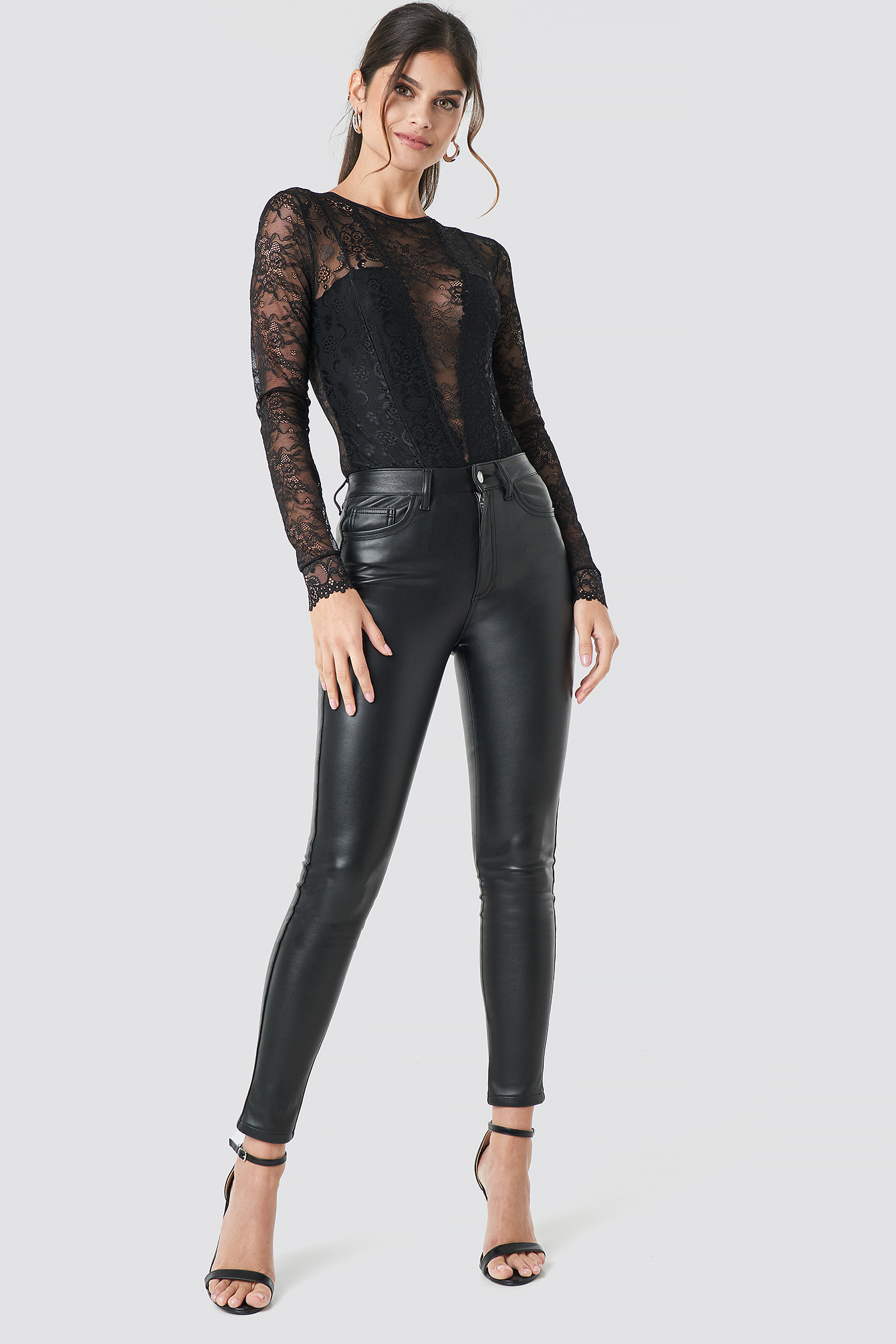 Black NA-KD Party Faux Leather Trousers
