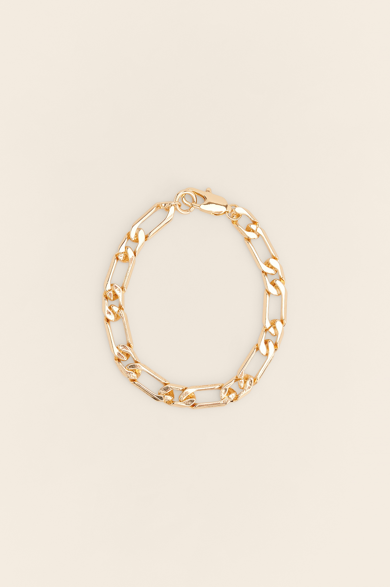 Gold Bracelet de cheville recyclé à chaîne figaro