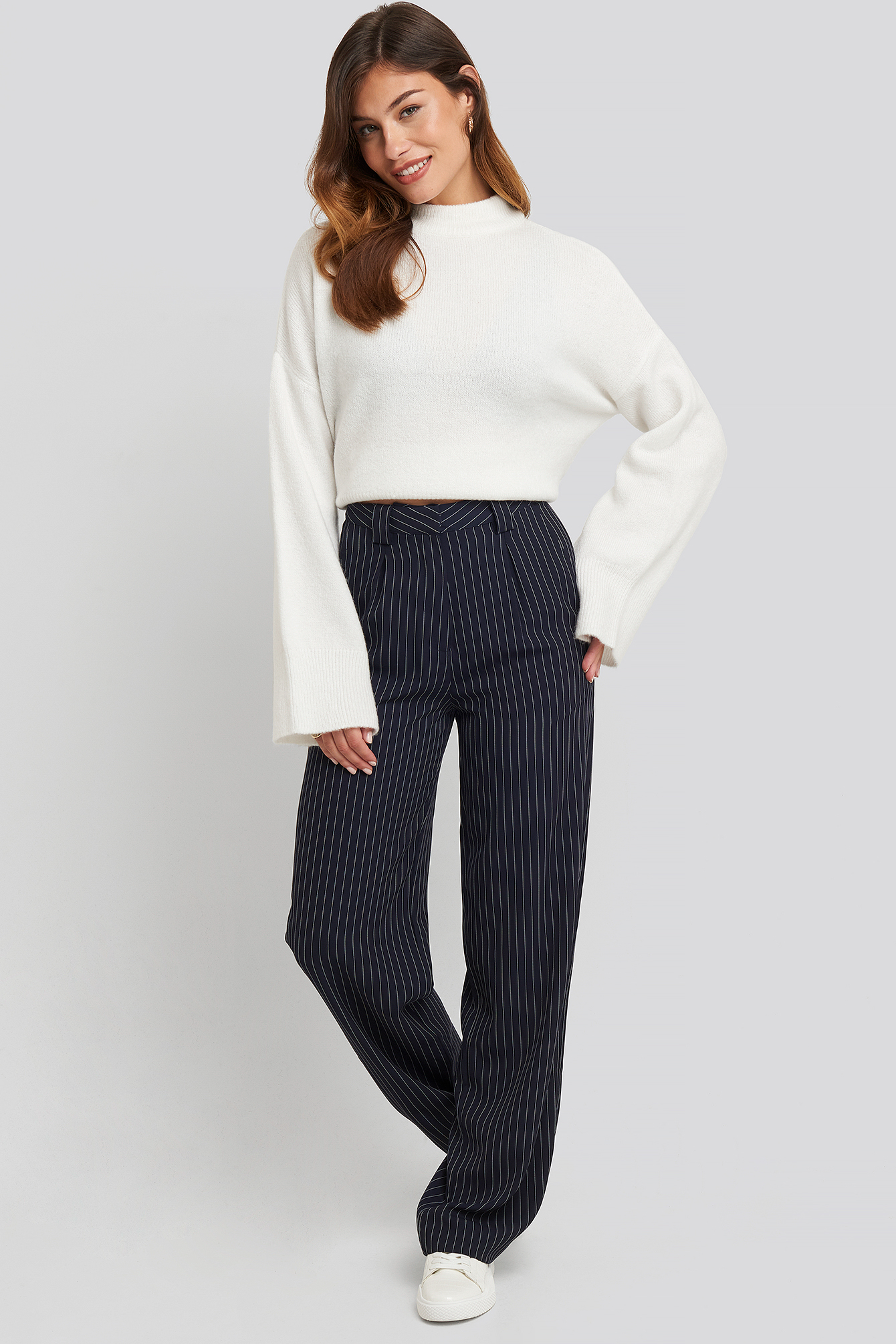 Dark Navy Flared Striped Pants