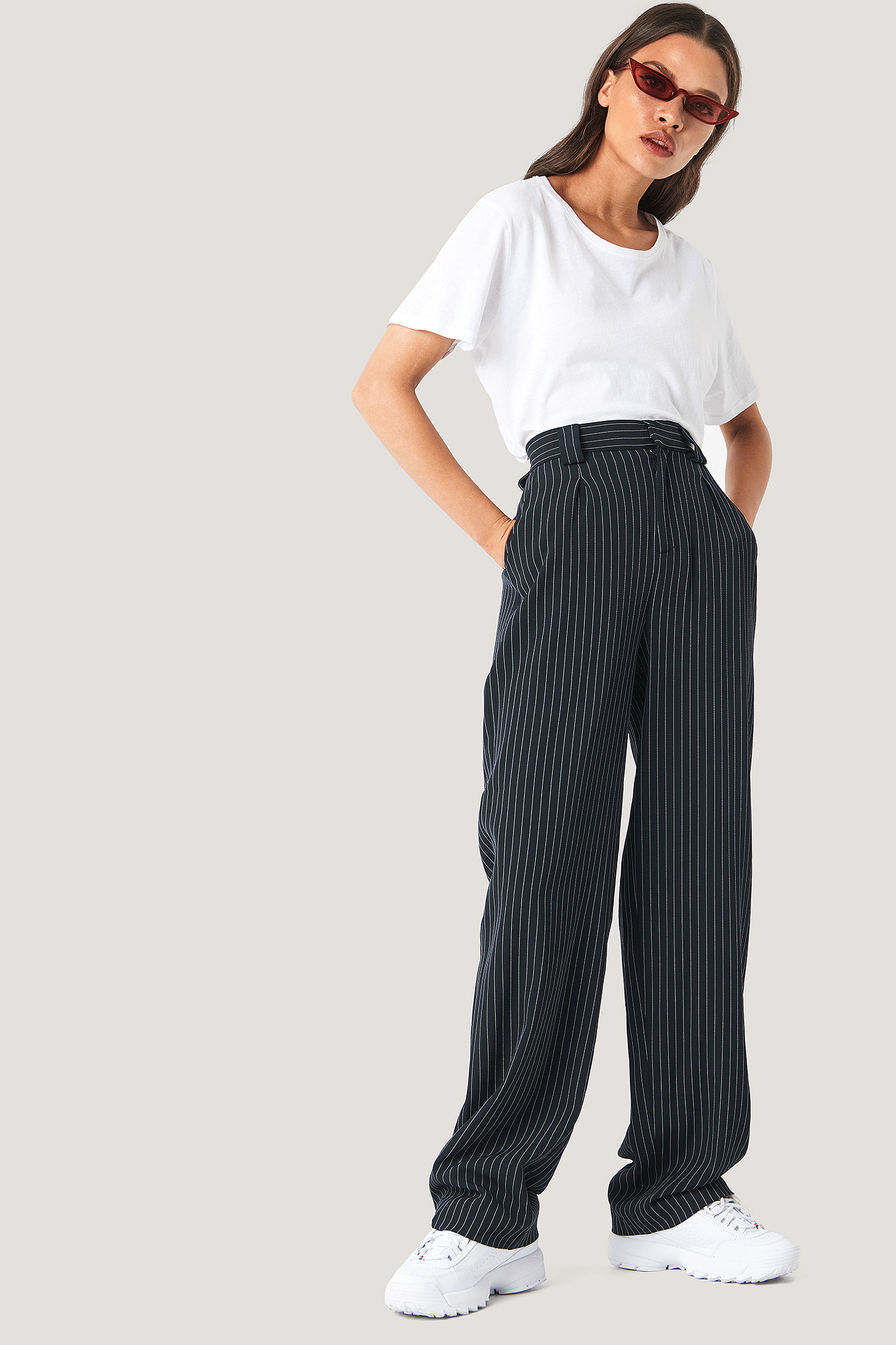 Black/Stripe Flared Striped Pants