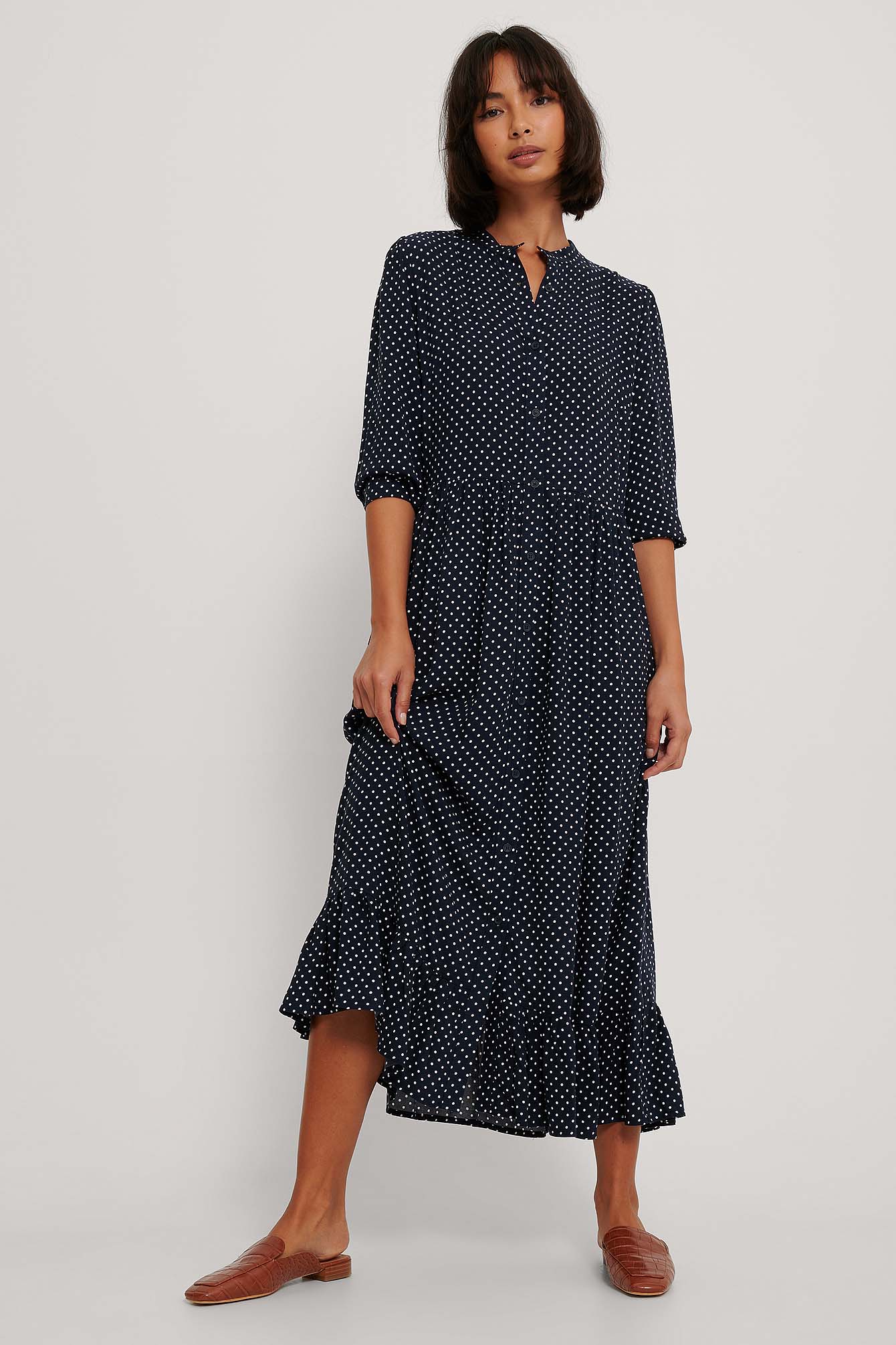 White Dots Maxi Robe