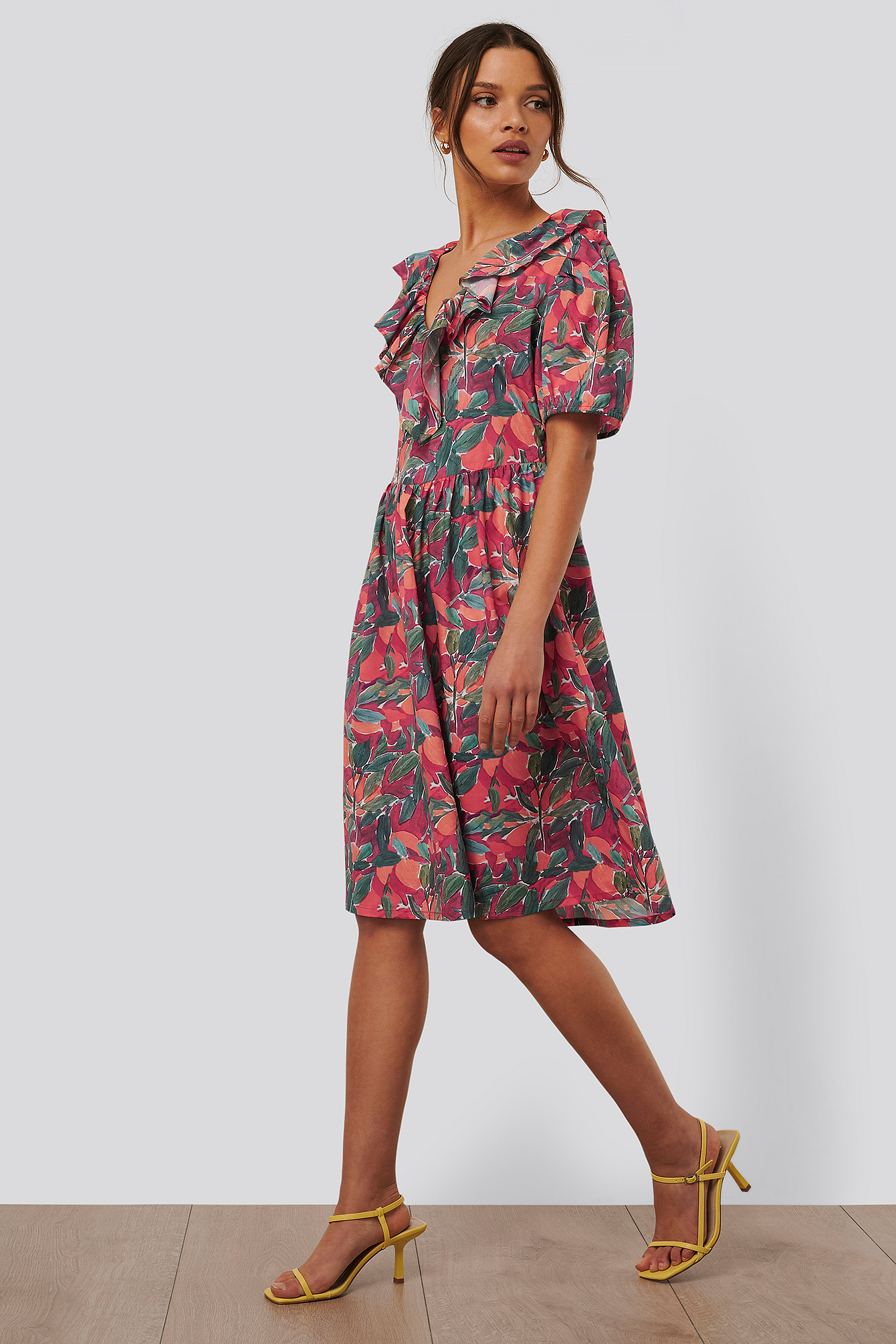 Orange Mix Frill Detail Mini Dress