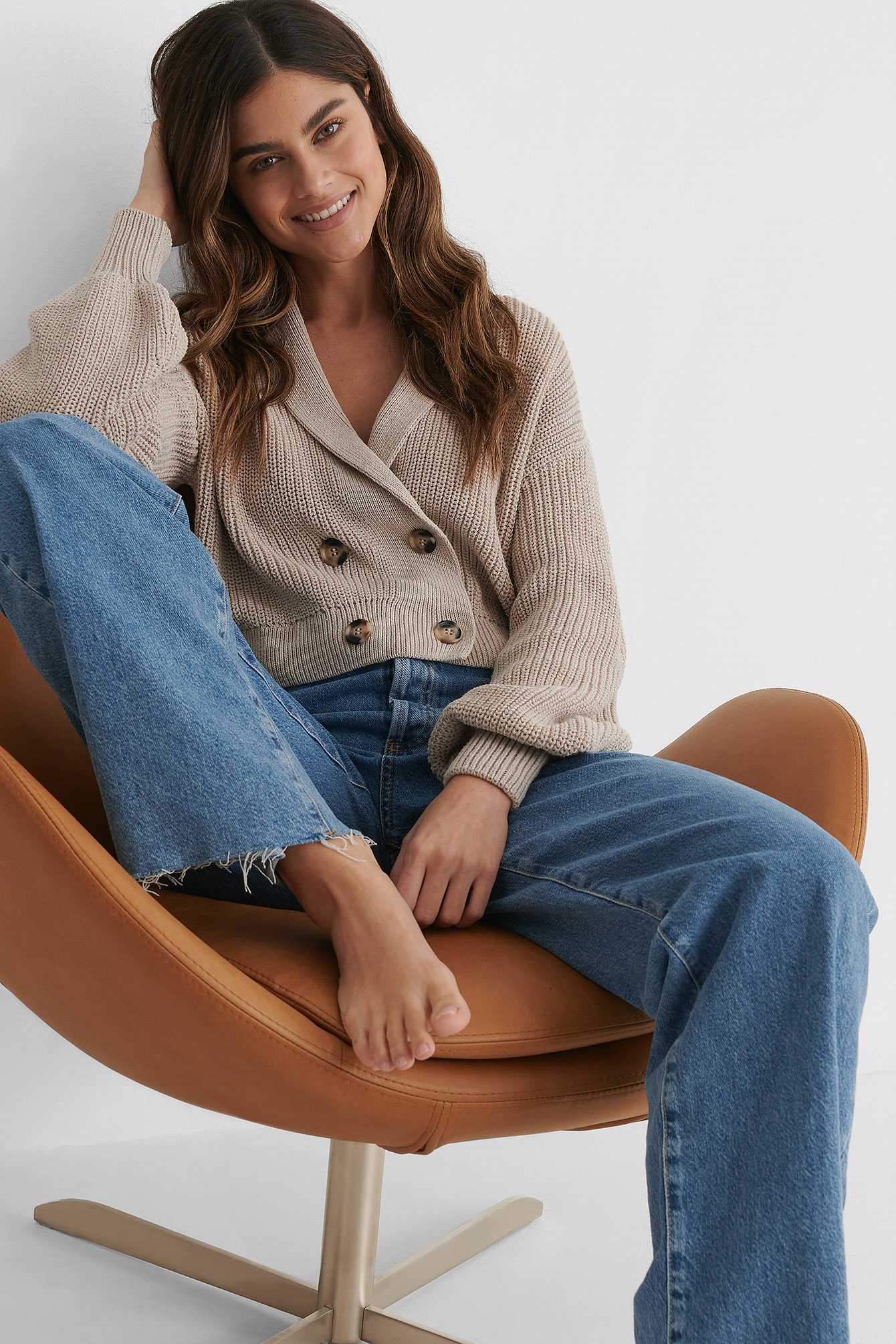 Light Beige Recyclé Cardigan Tricot