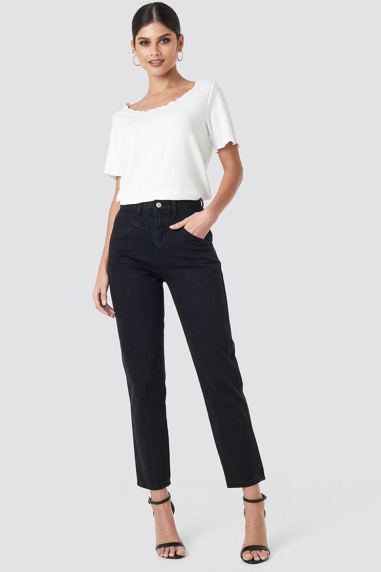 Front Yoke Jeans Noir nakd.fr