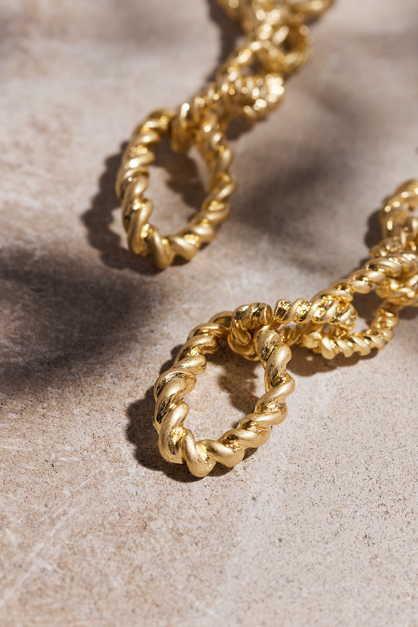 Gold Hanging Twisted Chain Earrings