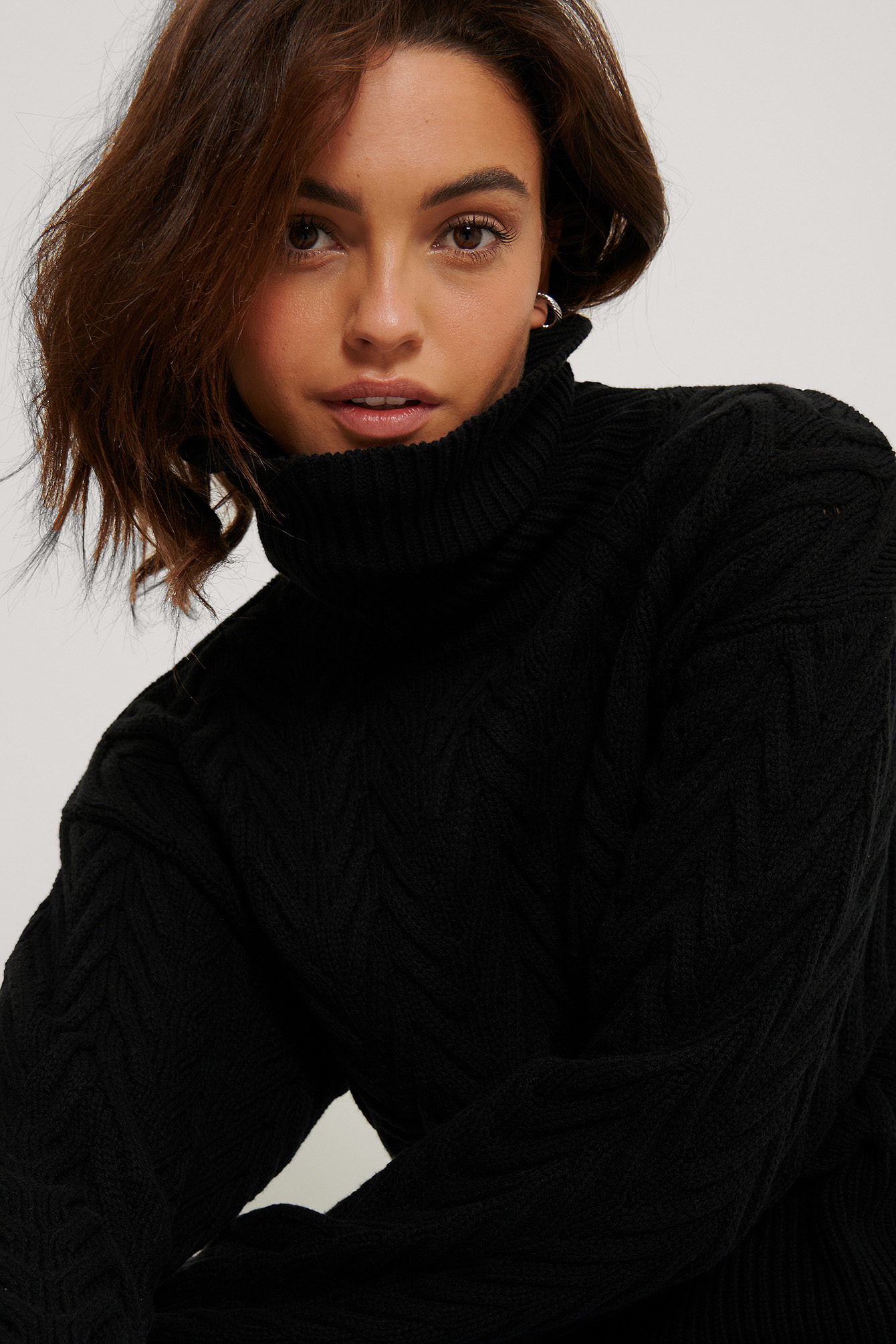 Black Pull en tricot à motifs et col montant biologique
